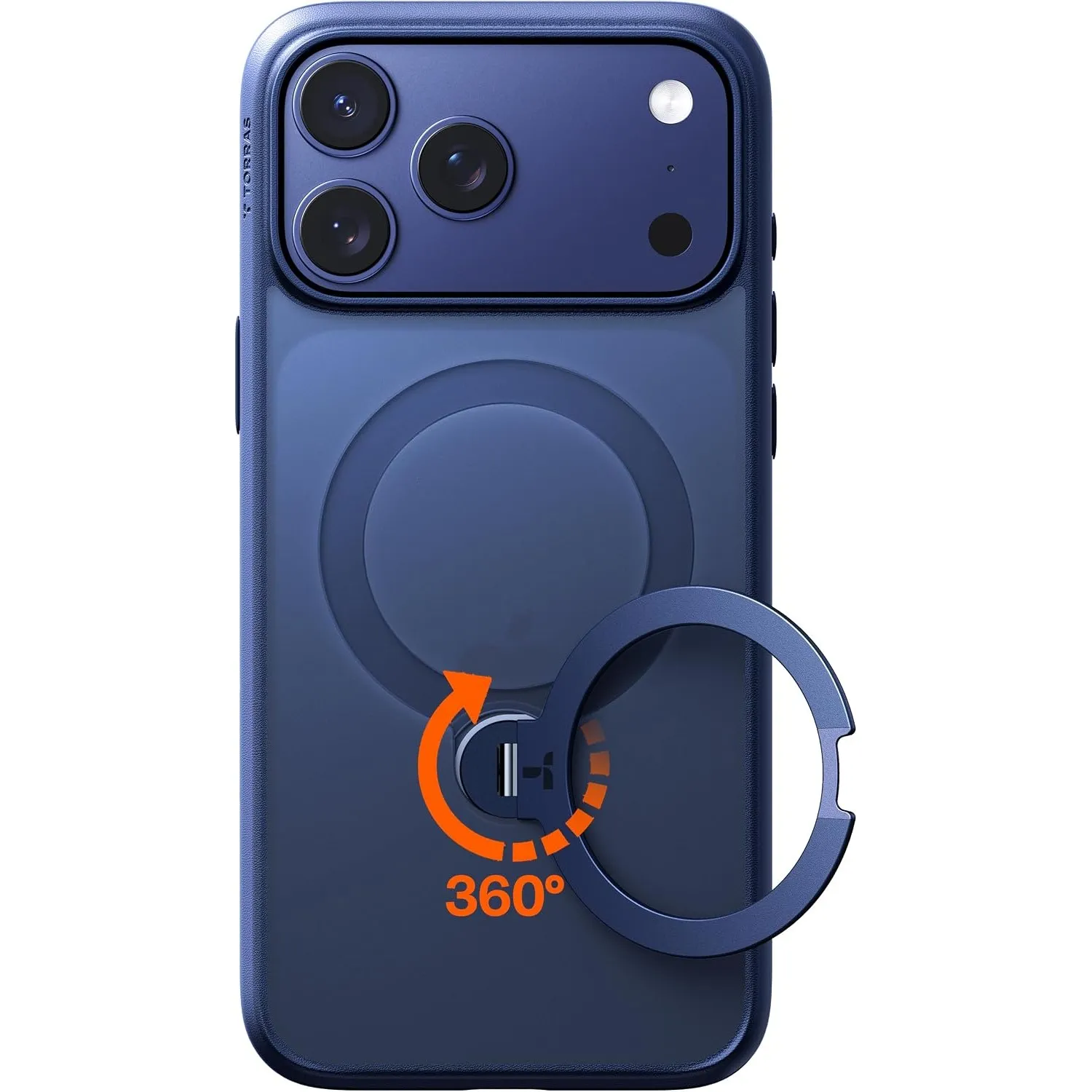TORRAS Ostand Q3 Spin für iPhone 17 Pro Hülle 360° für MagSafe Ständer,Blau