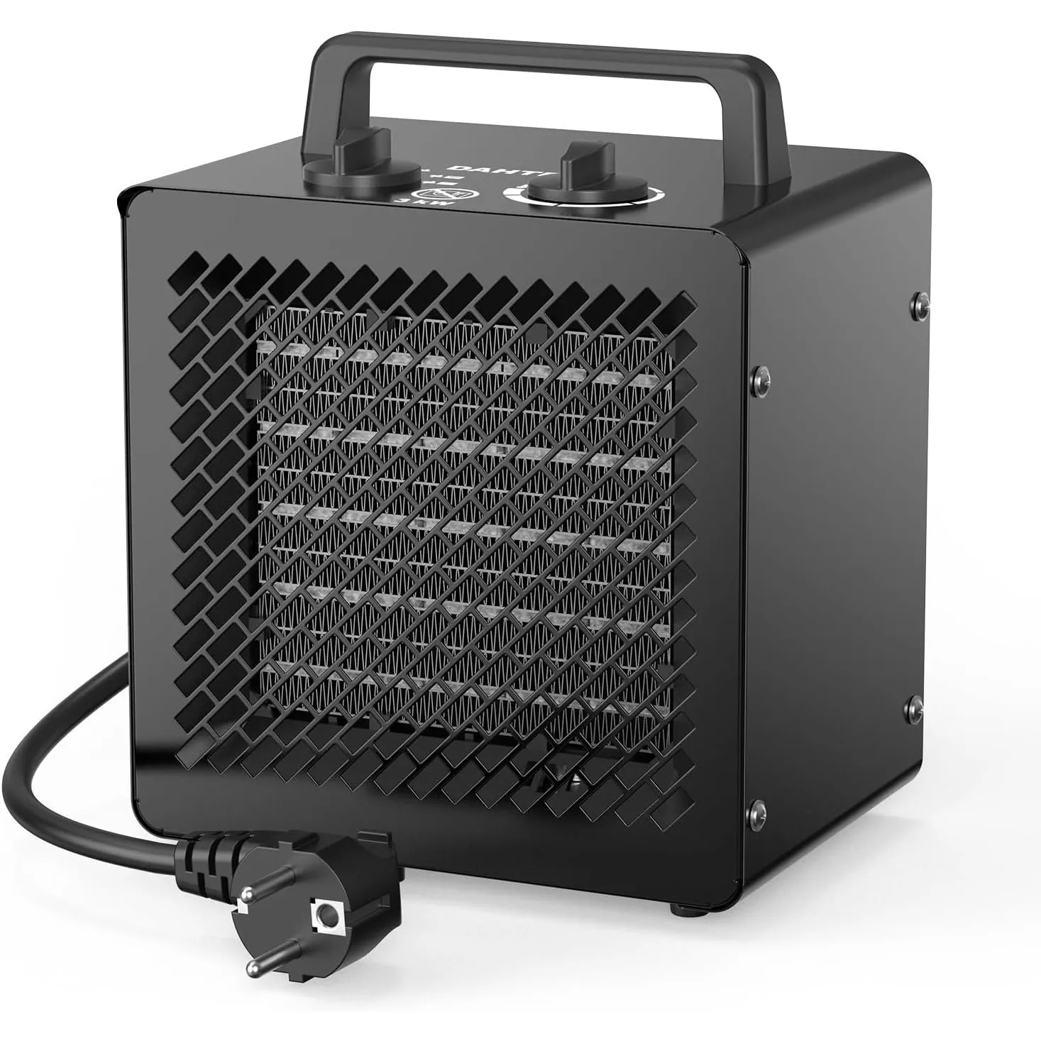 DAHTEC Keramik Heizlüfter 3000 Watt PTC Elektroheizer Metall, Schwarz