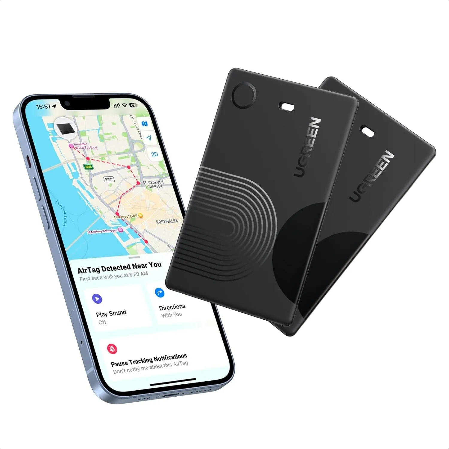 UGREEN FineTrack Slim (2er Pack) kompatibel mit Apple Find My (nur iOS)