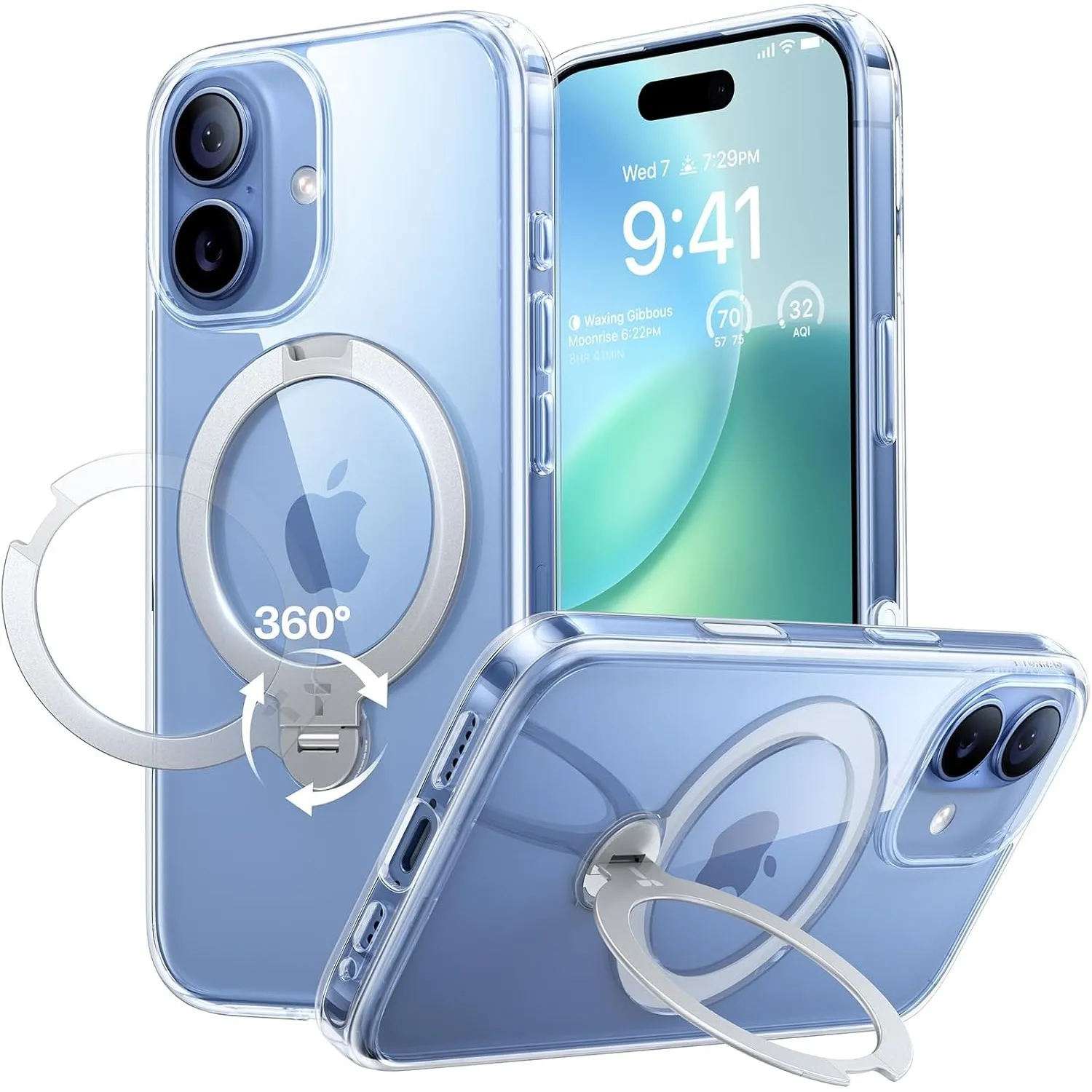TORRAS Ostand Q3 Spin für iPhone 17 Hülle 360°für MagSafe Stand Transparent | 360°Standring,18N für MagSafe,3,66 m Mili…