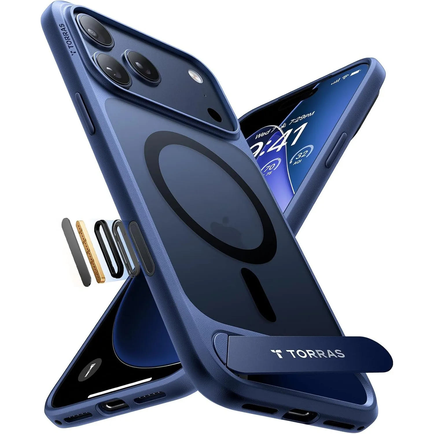 TORRAS Ostand L1 für iPhone 17 Pro Hülle mit MagSafe Case, Blau