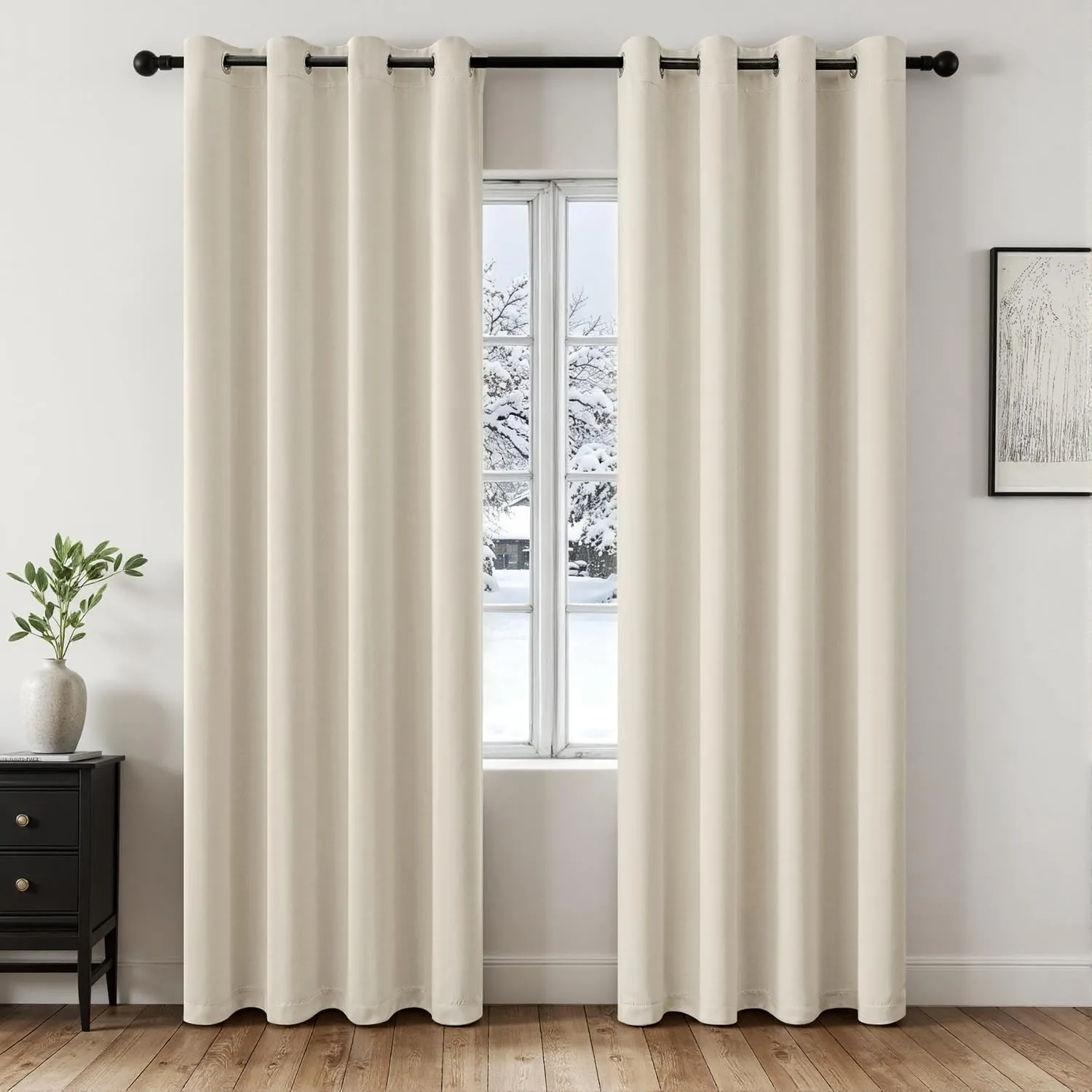 MIULEE Verdunklungsvorhänge Thermo Blickdicht Ösen 2er Set 140x225cm Beige