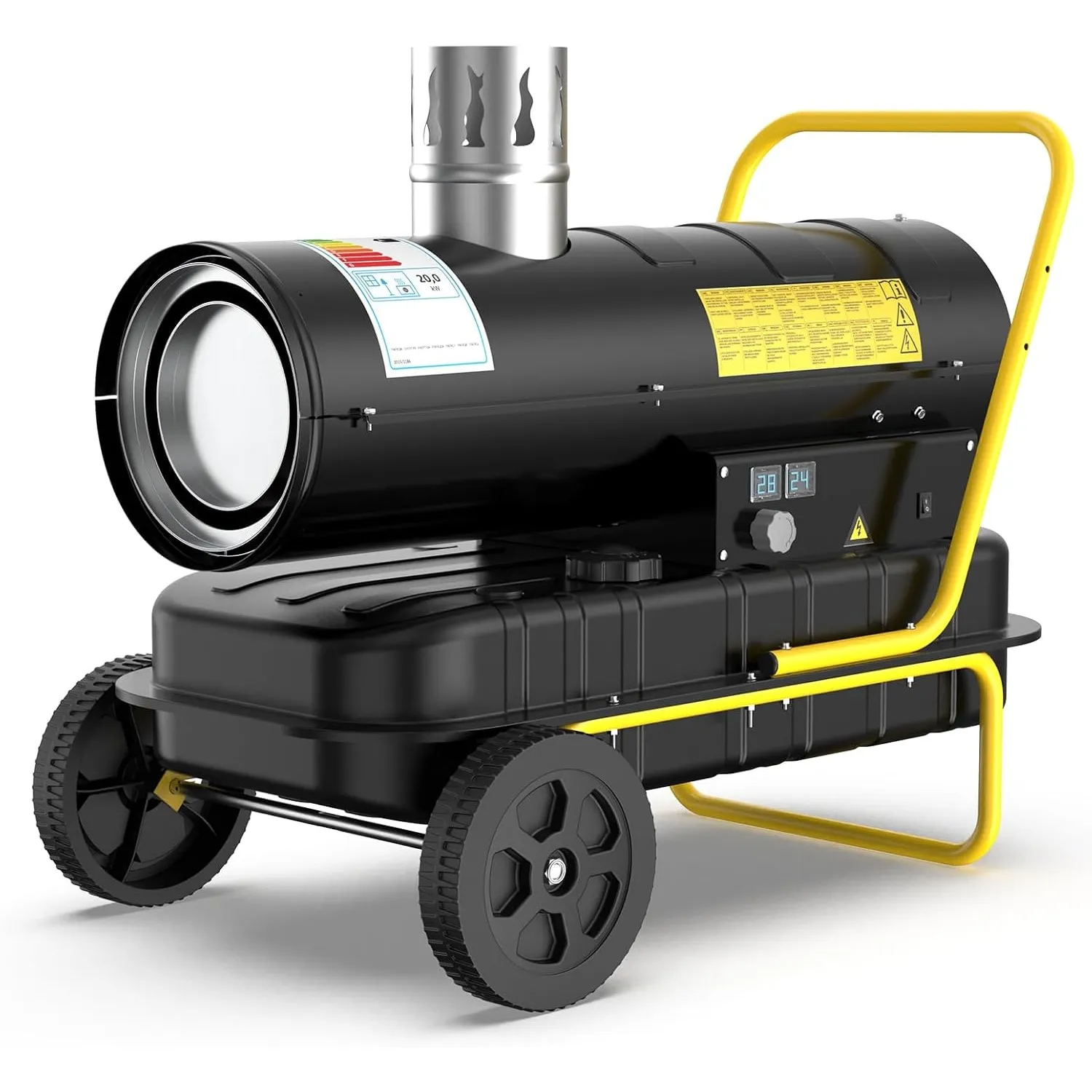 DAHTEC Indirekte Diesel Heizkanone 20 kW mit Abgasrohr - 38 L Großtank