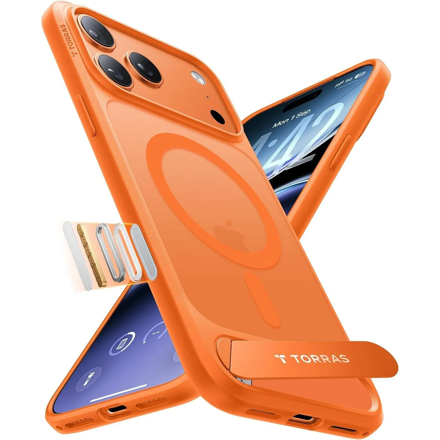 TORRAS Ostand L1 für iPhone 17 Pro Hülle für MagSafe Case, Orange