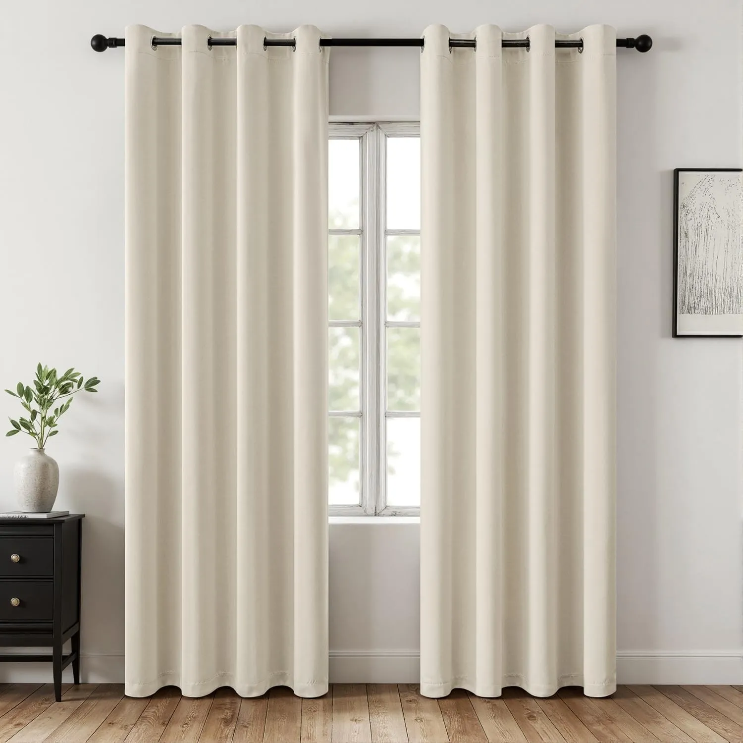 MIULEE Verdunklungsvorhänge Thermo Blickdicht Ösen 2er Set 140x215cm Beige