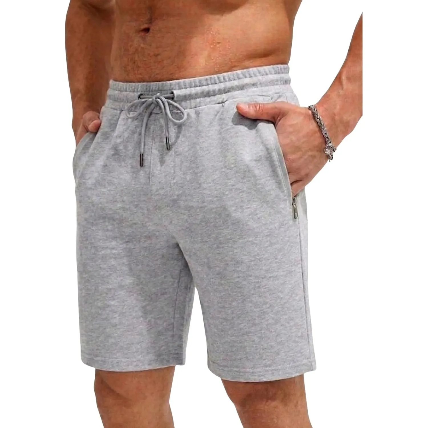 COMEOR Shorts Herren mit Reißverschluss - Baumwolle Kurze Hosen, Sporthose Kurz Männer Bermuda Jogginghose, Laufshorts …