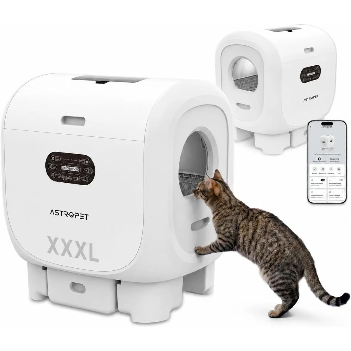 AstroPet Jupiter Pro Katzenklo Selbstreinigend mit App-Steuerung | 101L XXL Selbstreinigende Katzentoilette, UVC-Luftre…