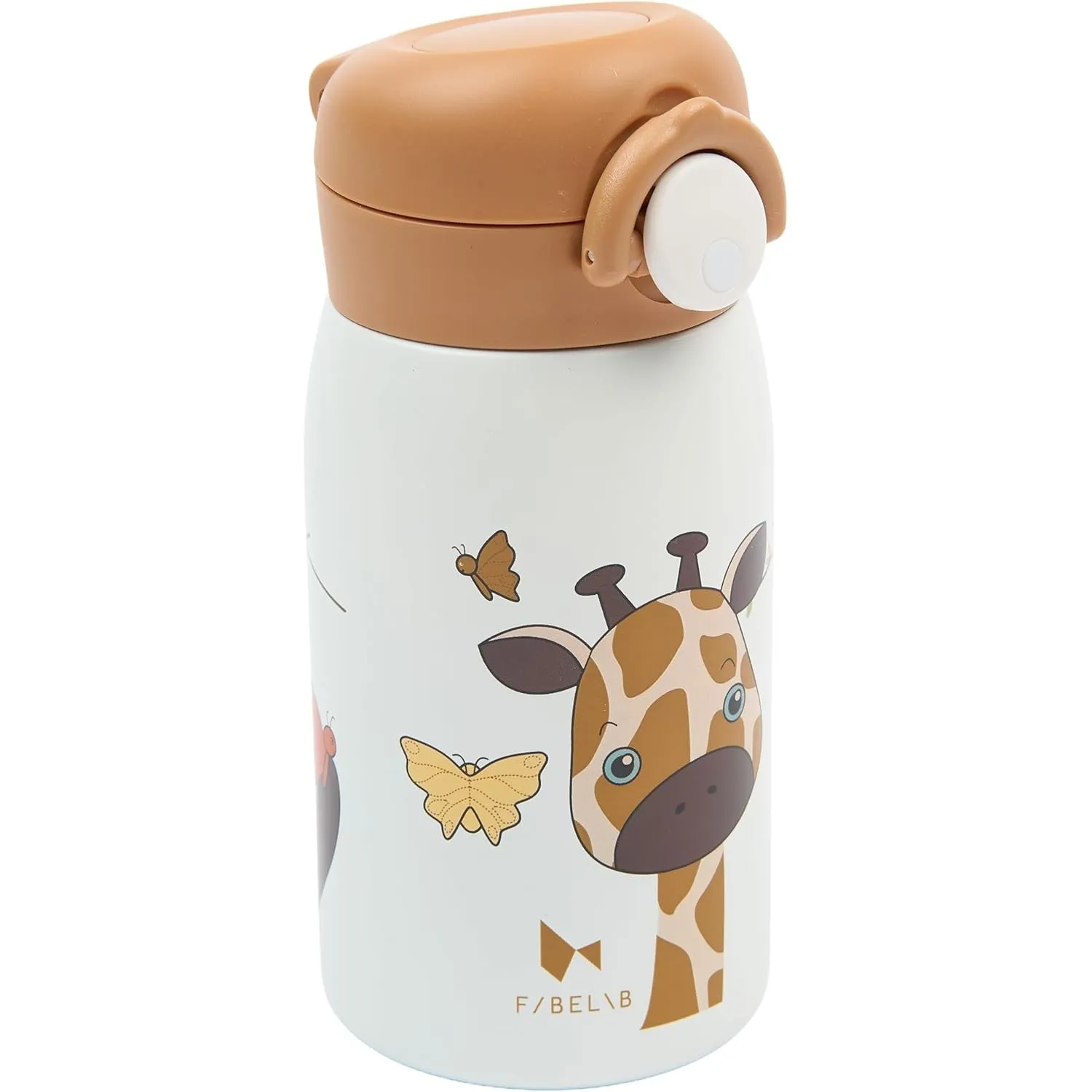 Fabelab Trinkflasche Kinder 320 ml, Edelstahl, Wasserdicht (Giraffe)