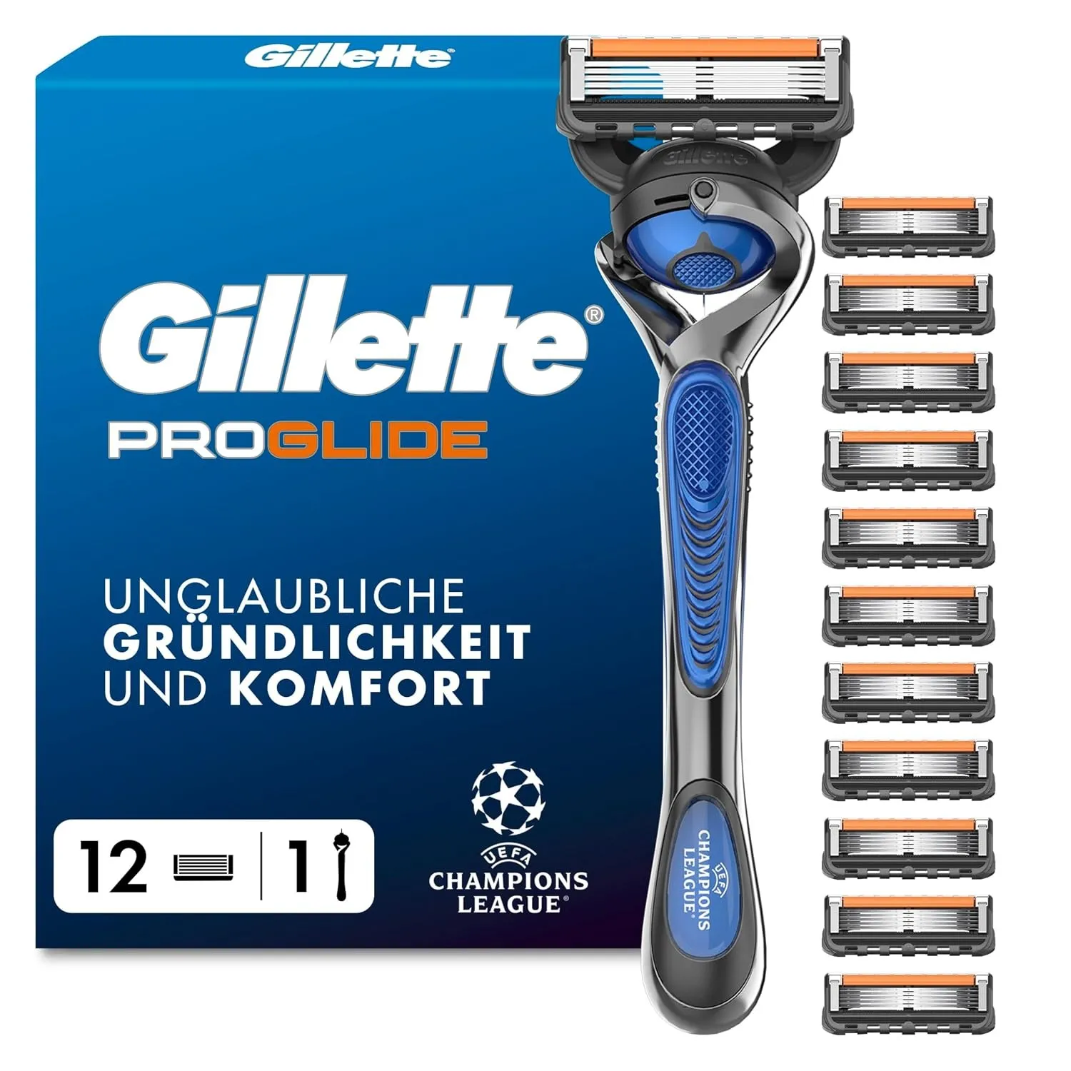 Gillette Fusion 5 Proglide Rasierer Herren, Metall, Blau/Schwarz