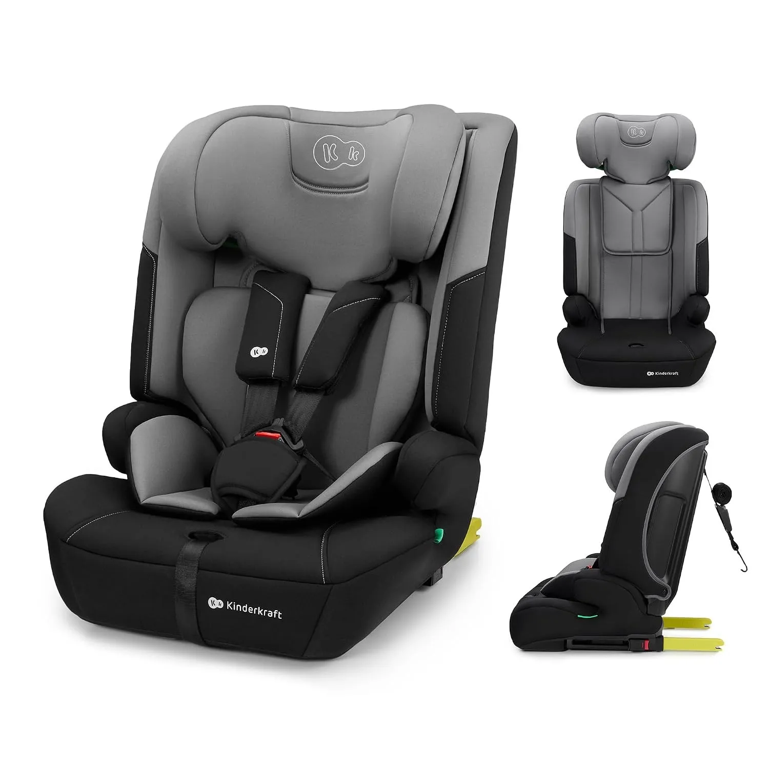 Kinderkraft SAFETY FIX 3 PRO 76-150 cm Kindersitz 9-36 kg, Kinderautositze mit isofix, Einstellung der Kopfstütze und R…