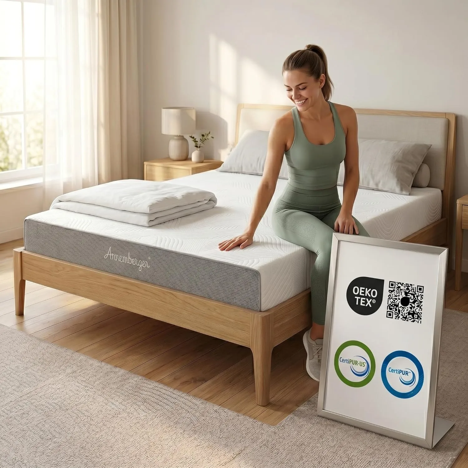 Arensberger Matratze LINA 120x200cm Höhe 11cm | NANOCELL® Gel-Schaum | Mittelfest H3 | Premium-Bezug 240g/m² | 60°C was…