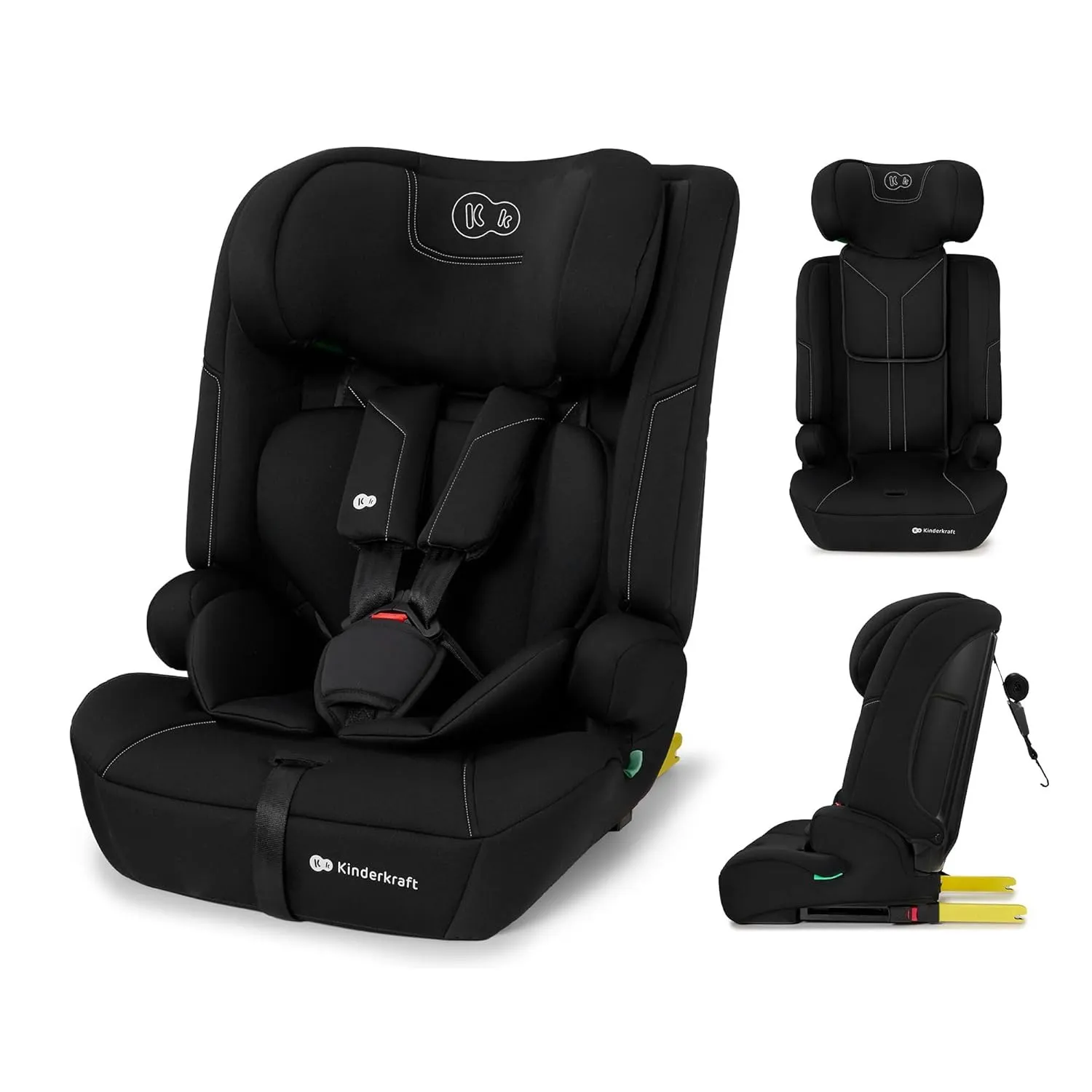 Kinderkraft SAFETY FIX 3 PRO 76-150 cm Kindersitz 9-36 kg, Kinderautositze mit isofix, Einstellung der Kopfstütze und R…