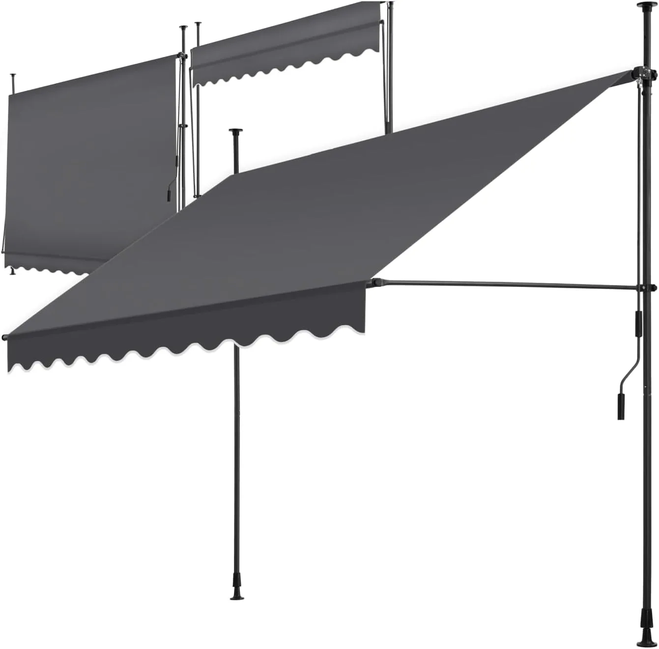 tectake Clamp Awning with Hand Crank, Balcony Awning No Drilling, Awning Height Adjustable, UV-Resistant, Water-Repelle…