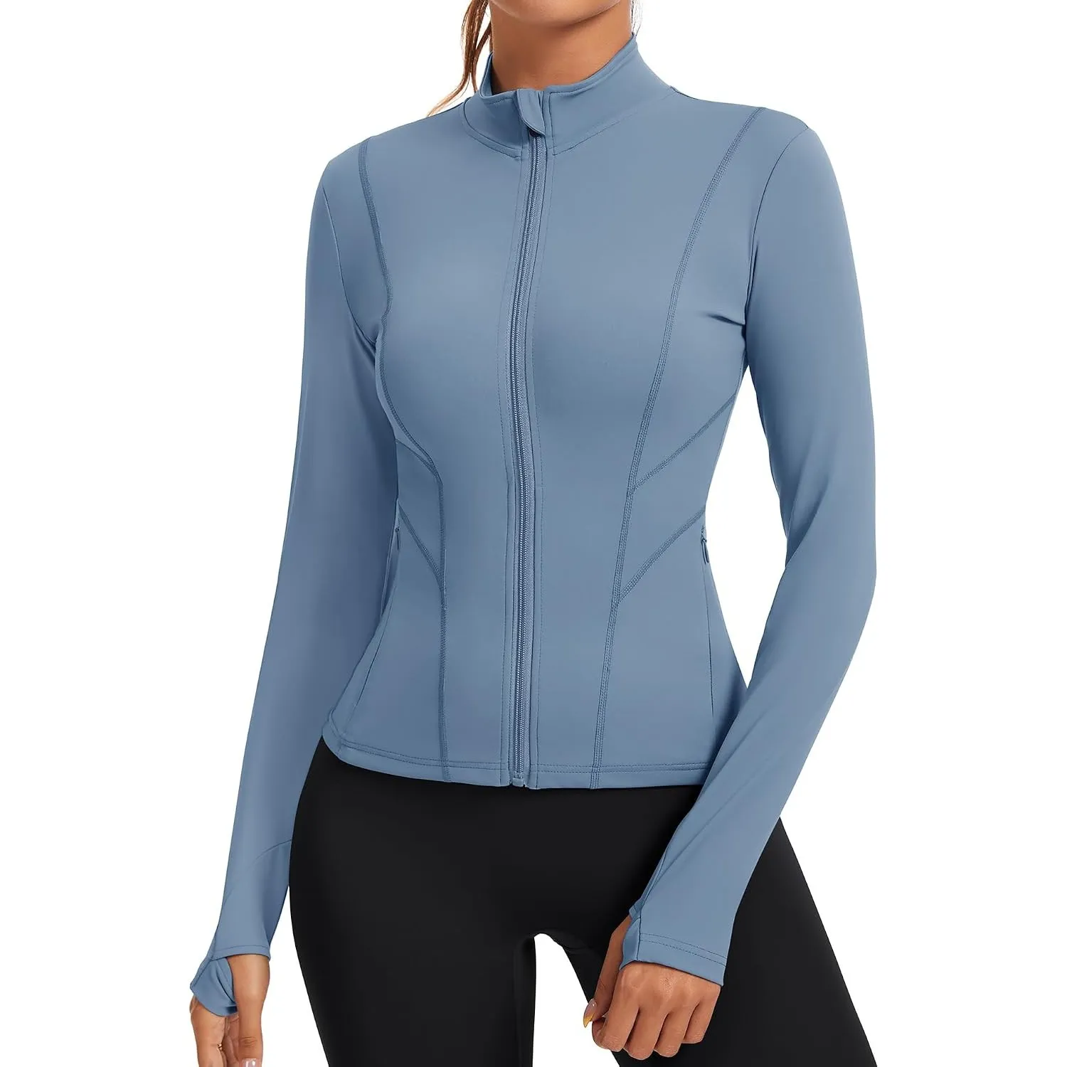 Rapbin Damen Laufjacke Sport Oberteil Sportjacke Langarm Gym Tops Atmungsaktive Leichte Trainingsjacke für Yoga Gym Fit…