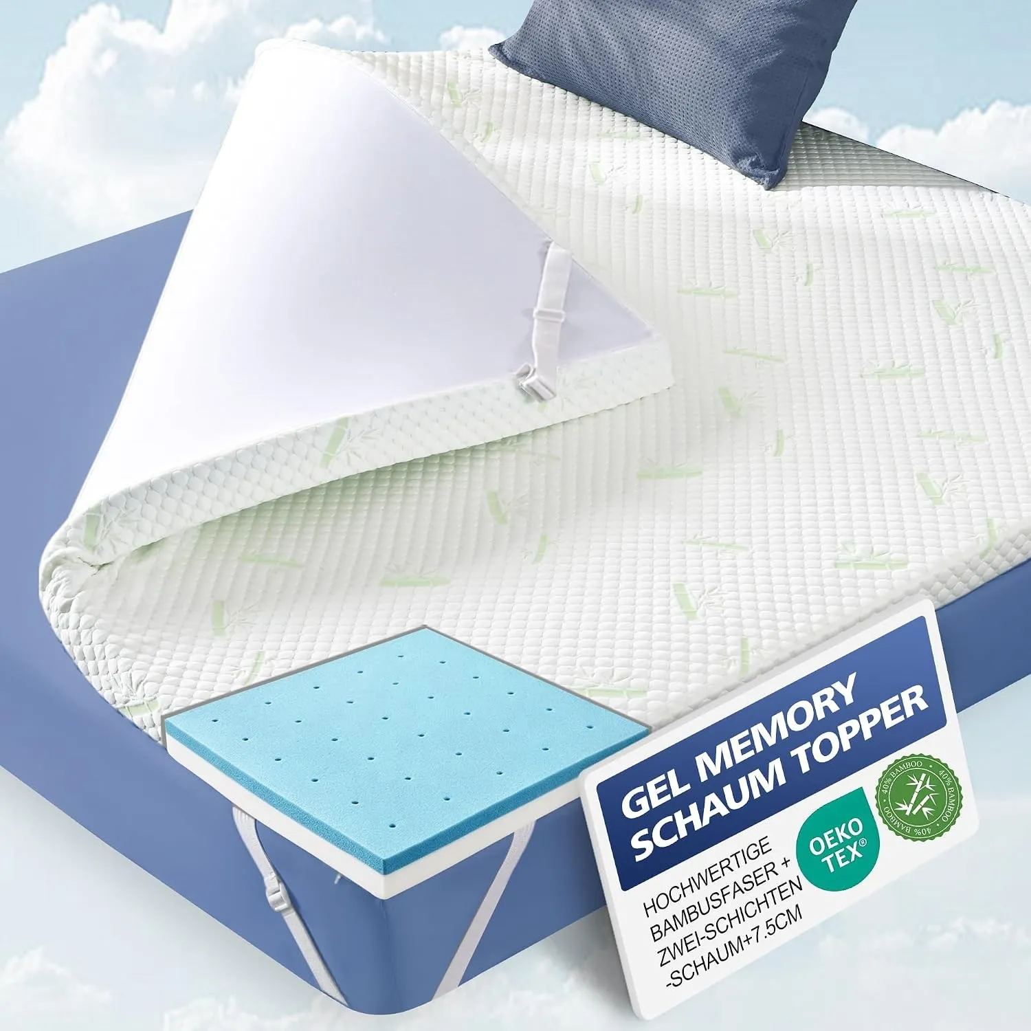 Waxberry Topper 160x200cm H3/H4 aus 7,5cm Höhe Gel Memory Schaum