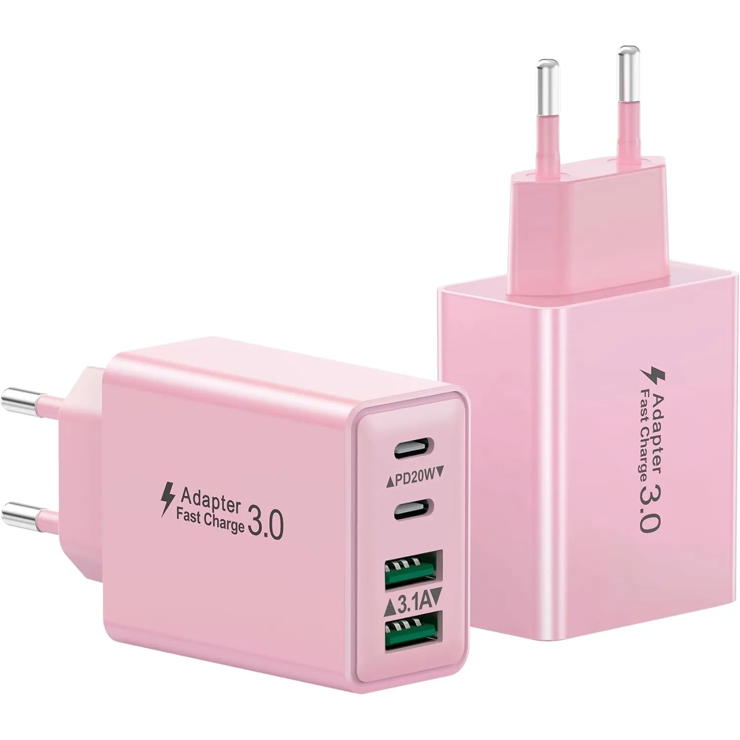 USB C Ladegerät, 40W 4 Ports Stecker USBC Fast Charger, Mehrfach Ladegerät mit PD Power Adapter+QC Schnellladegerät USB…