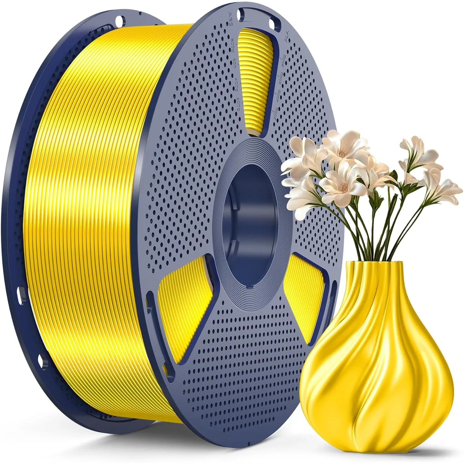 SUNLU PLA+ Silk Filament, Glänzendes Metallisches Seiden-3D-Filament 1,75mm, Hochfestes PLA PLUS 3D Drucker filament, 1…