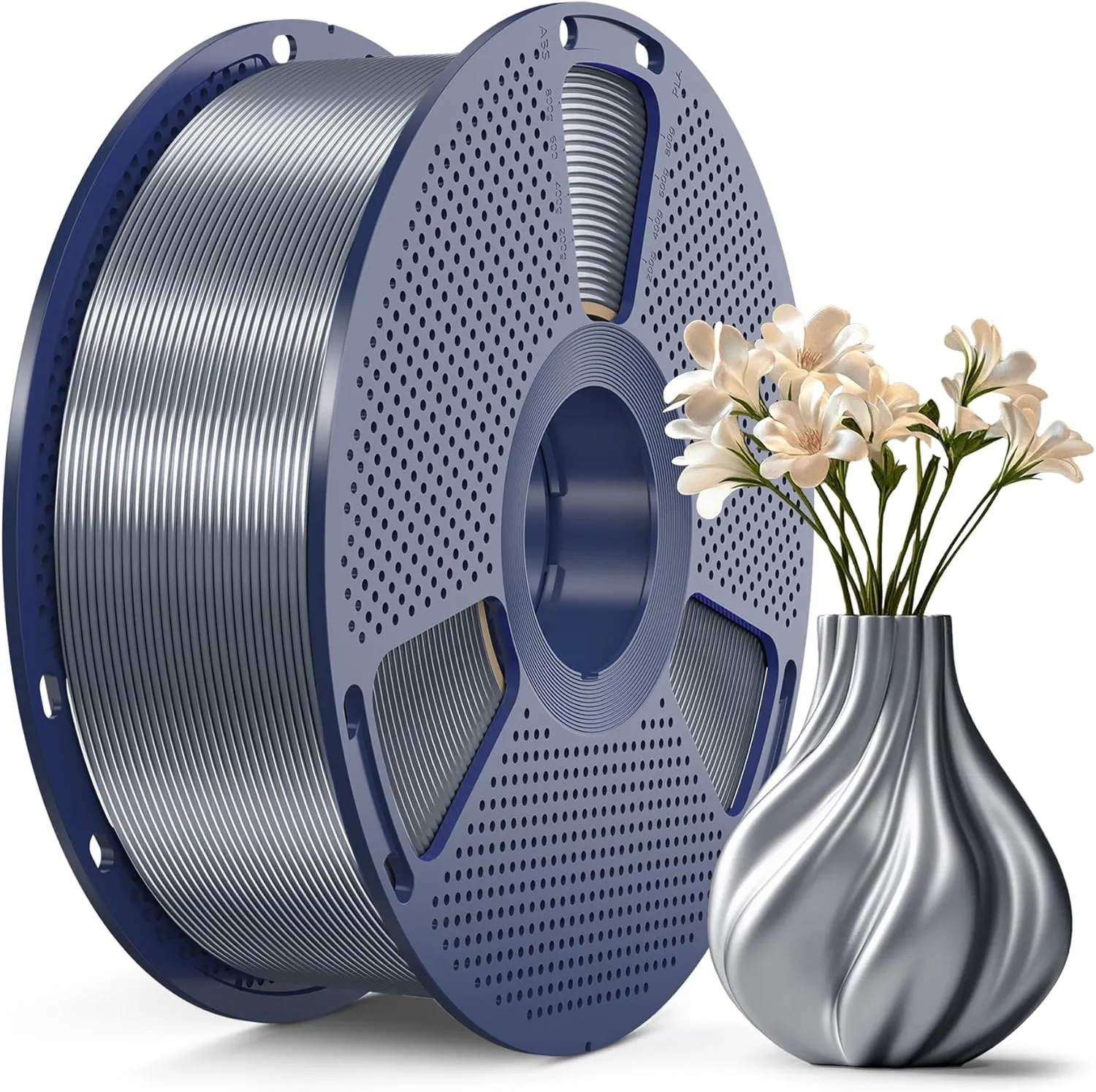SUNLU PLA+ Silk Filament, Shiny Metallic Silk 3D Filament 1.75 mm, High-Strength PLA Plus 3D Printer Filament, 1 kg Spo…