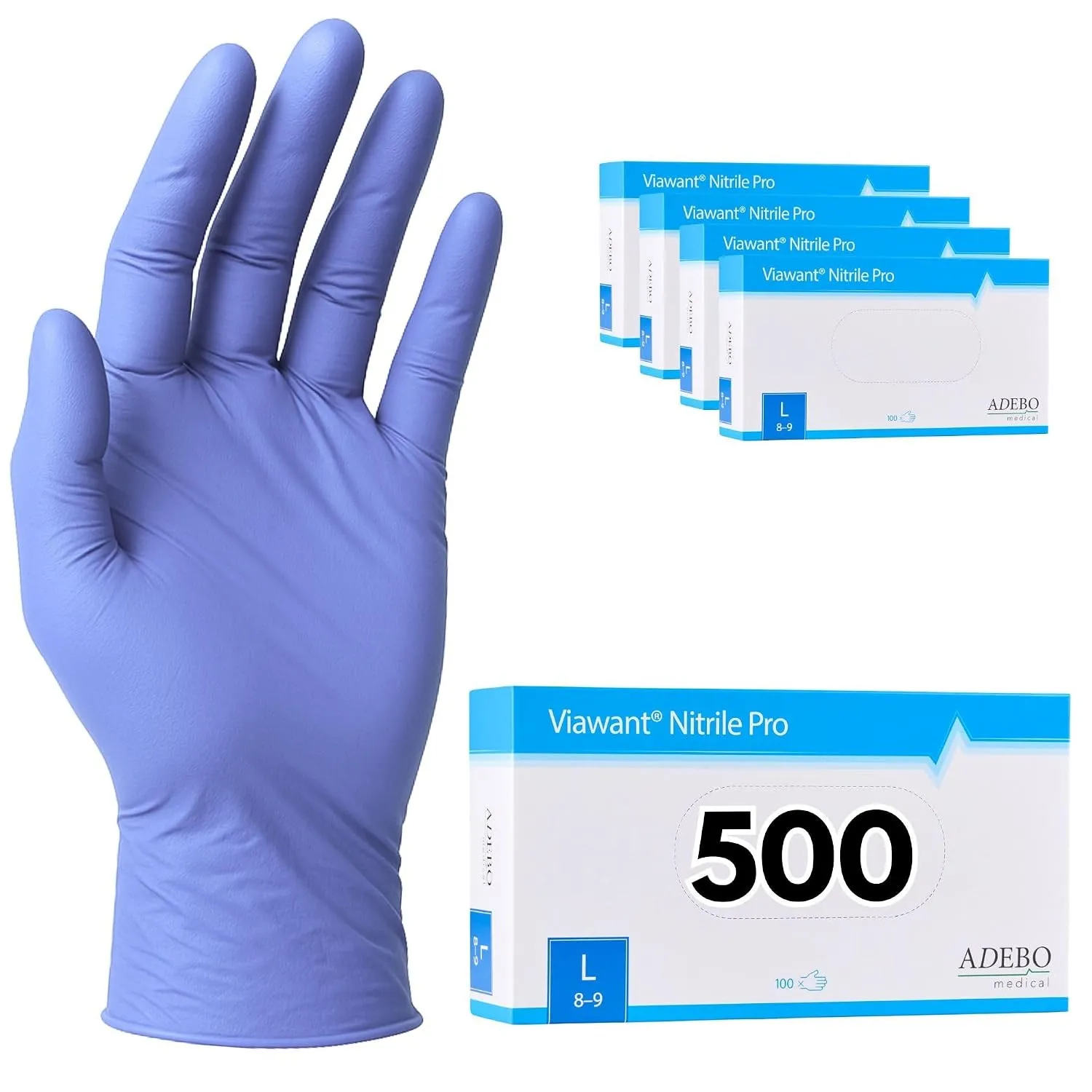 Einweghandschuhe 500 Stück | L | Nitrilhandschuhe Blau | Puderfreie, latexfreie Einmalhandschuhe | Reißfest & feinfühli…