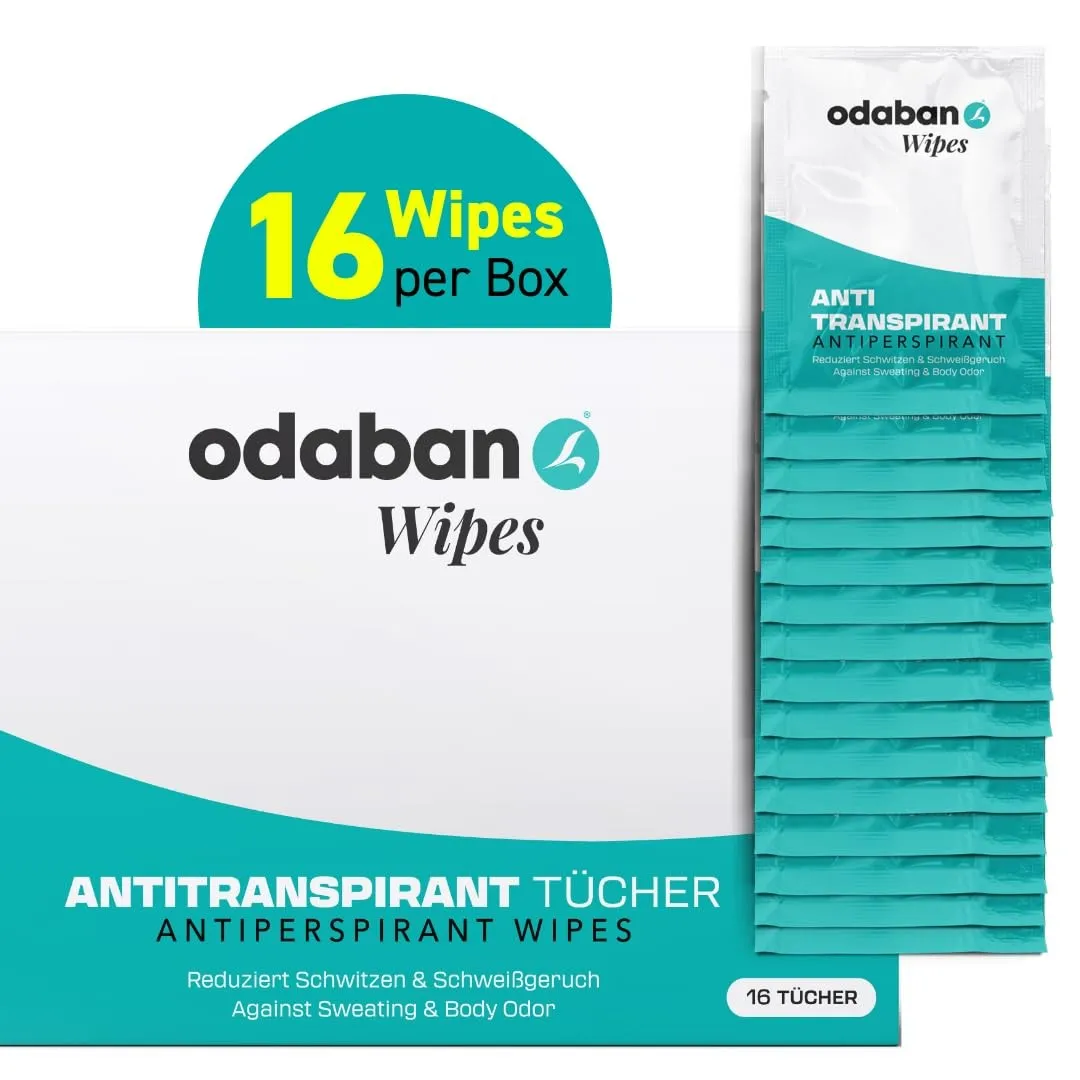 odaban® Antitranspirant Wipes gegen starkes Schwitzen | einzeln verpackte Tücher für Achseln, Hände, Füße & Gesicht – s…