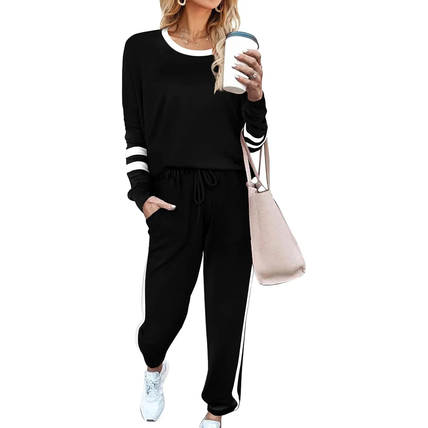 Desol Damen Trainingsanzug Jogginganzug Zweiteiler - Rundhals Langarm Oberteil Jogginghose Damen Winter Herbst Outfit, …