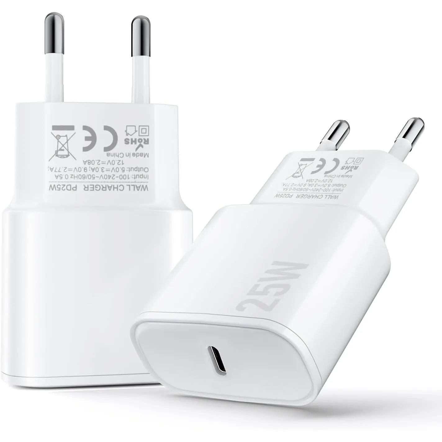 25W USB C Ladegerät, 2er Pack Stecker USB C Schnellladegerät Netzteil Adapter für iPhone 17 16 15 14 13 12 11 Pro Max X…