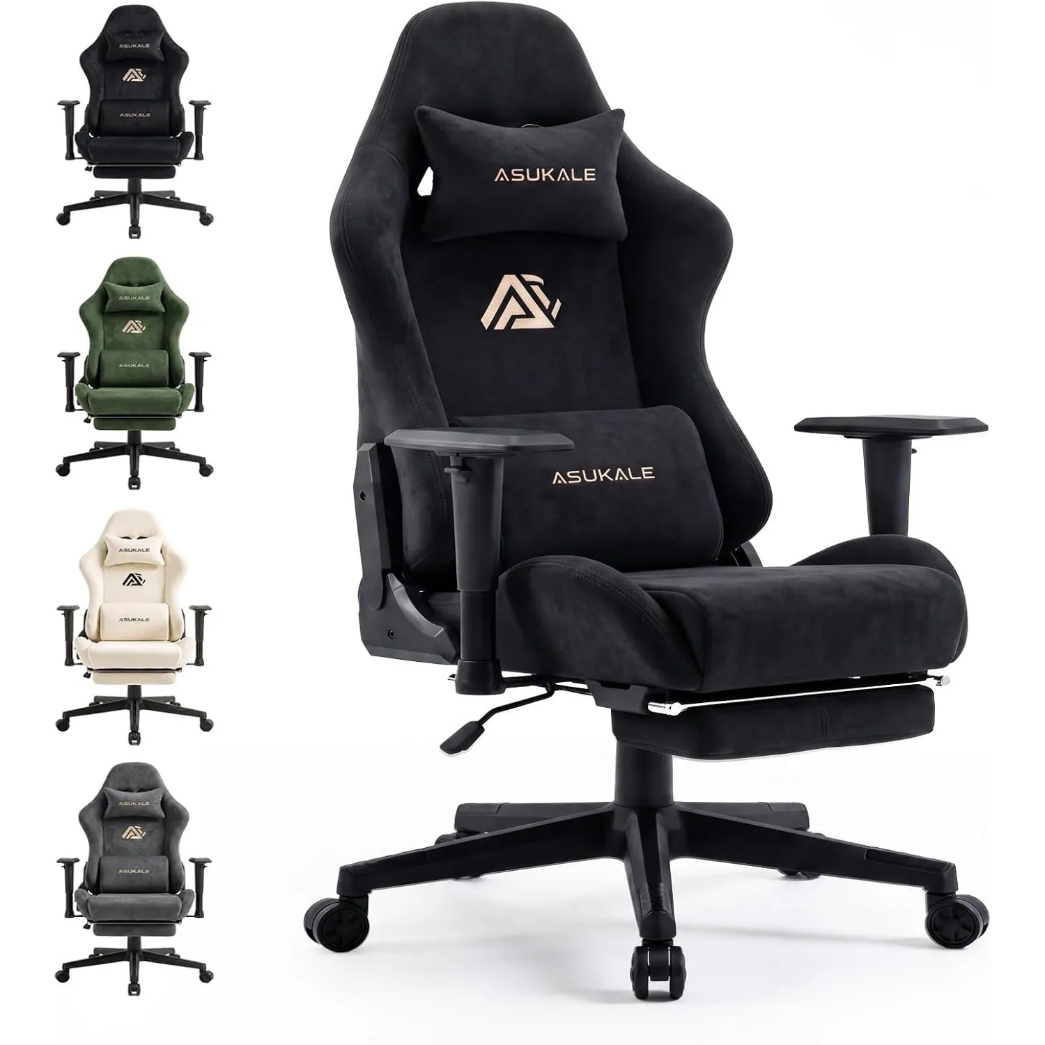Gaming Stuhl | Wildlederimitat Bürostuhl Ergonomisch mit Fußstütze