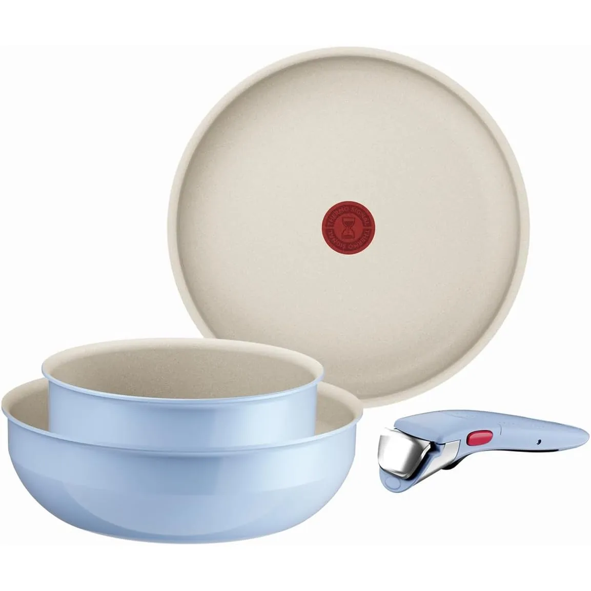 Tefal Ingenio Serenity Kochgeschirr-Set 4-teilig, Mineralia Antihaftversiegelung, platzsparend, stapelbar, für alle Her…