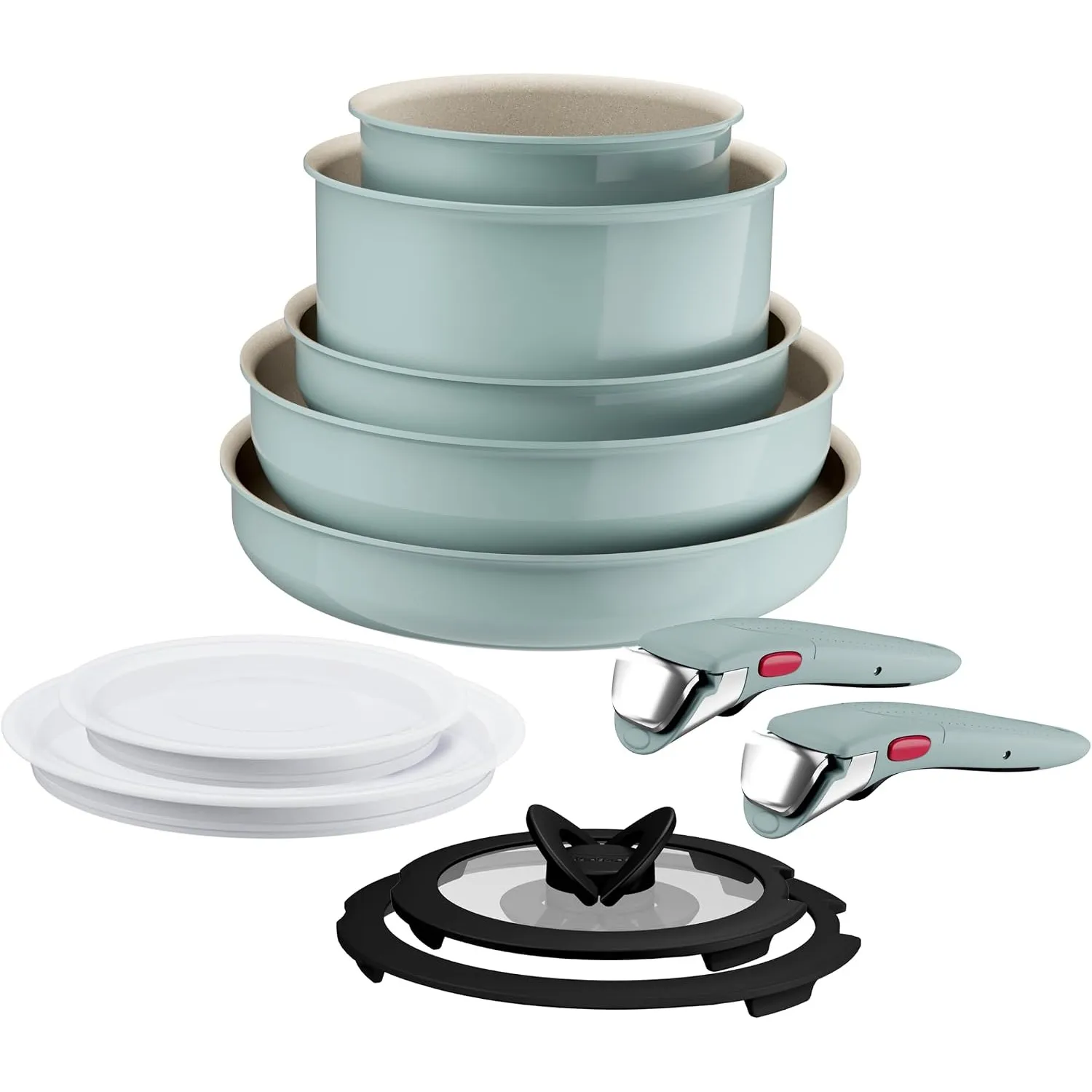 Tefal Ingenio Serenity Kochgeschirr-Set 11-teilig – stapelbar und platzsparendes Set aus Aluminium, Mineralia Antihaftv…