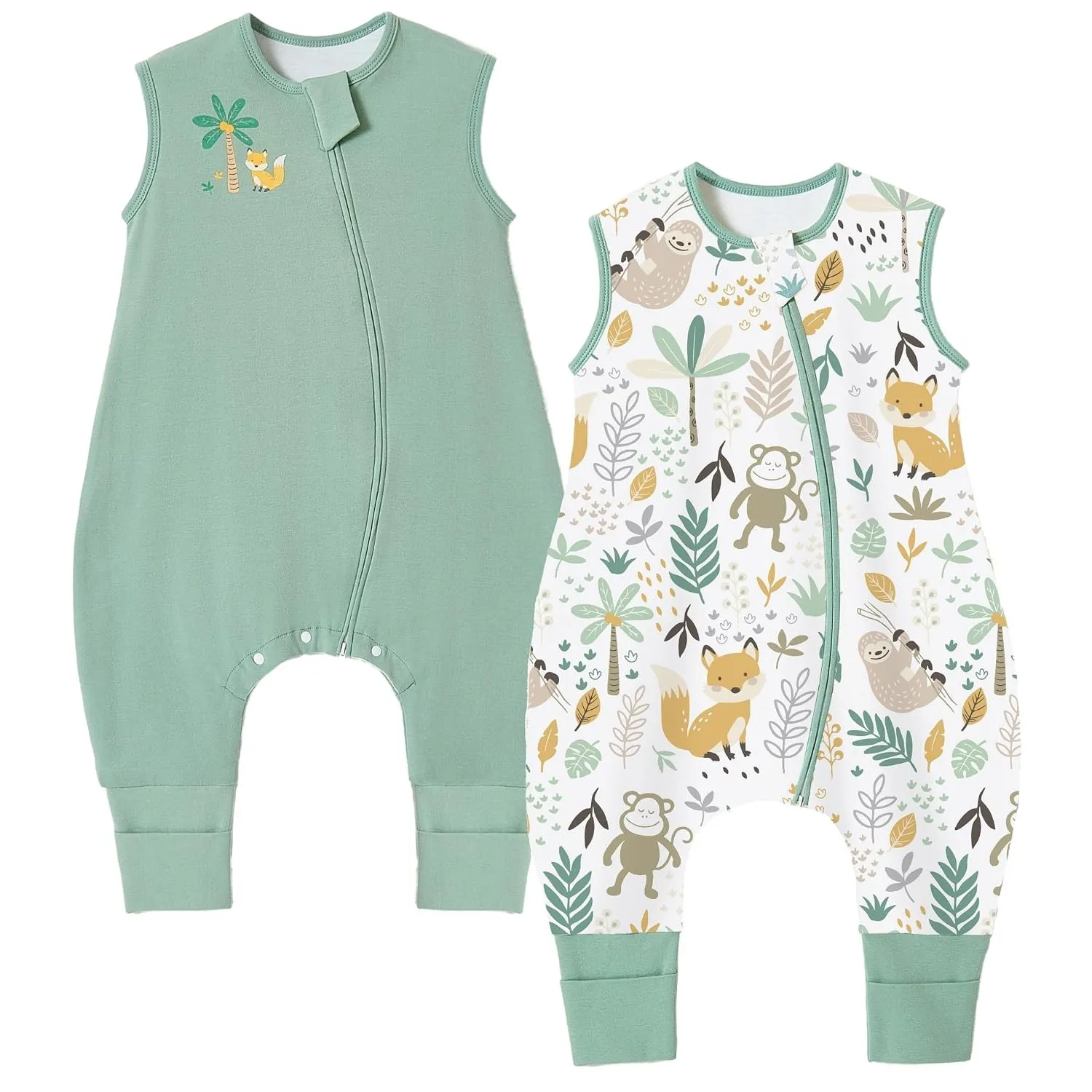 Chilsuessy 2er Pack Baby Schlafsack mit Füßen 1.5 Tog Ganzjahres Schlafsack Babyschlafsack mit Beinen Schlafstrampler f…