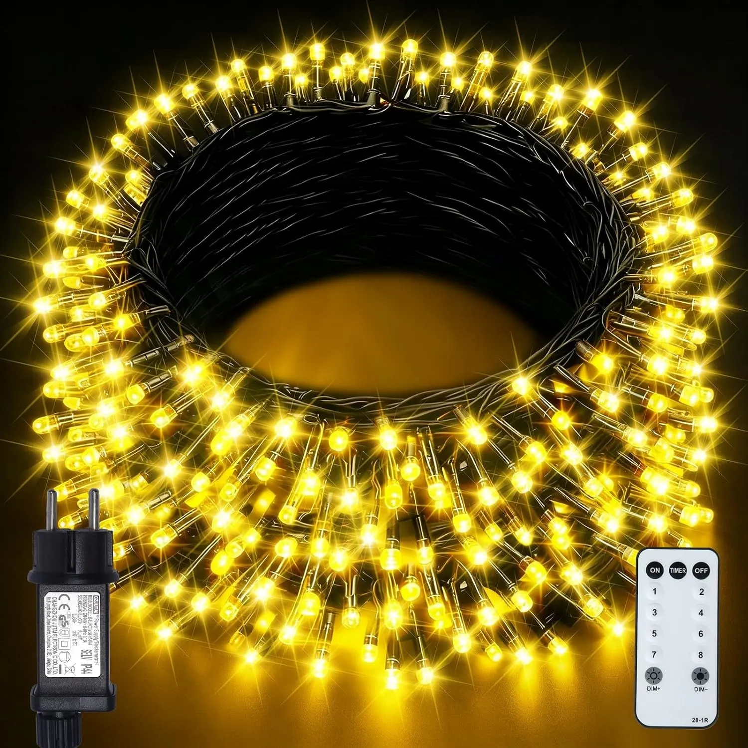 300LED Lichterkette Außen innen Warmweiße,15M Lichterkette Outdoor Strom mit IP44 8 Modi Timer Funktion 4 Helligkeitsst…