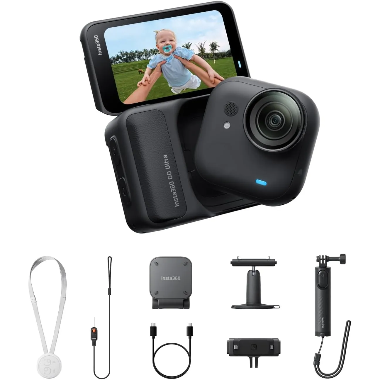 Insta360 GO Ultra Creator-Bundle Nachtschwarz - freihändige 4K Mini-Cam, leicht & mobil, top bei wenig Licht, überall a…