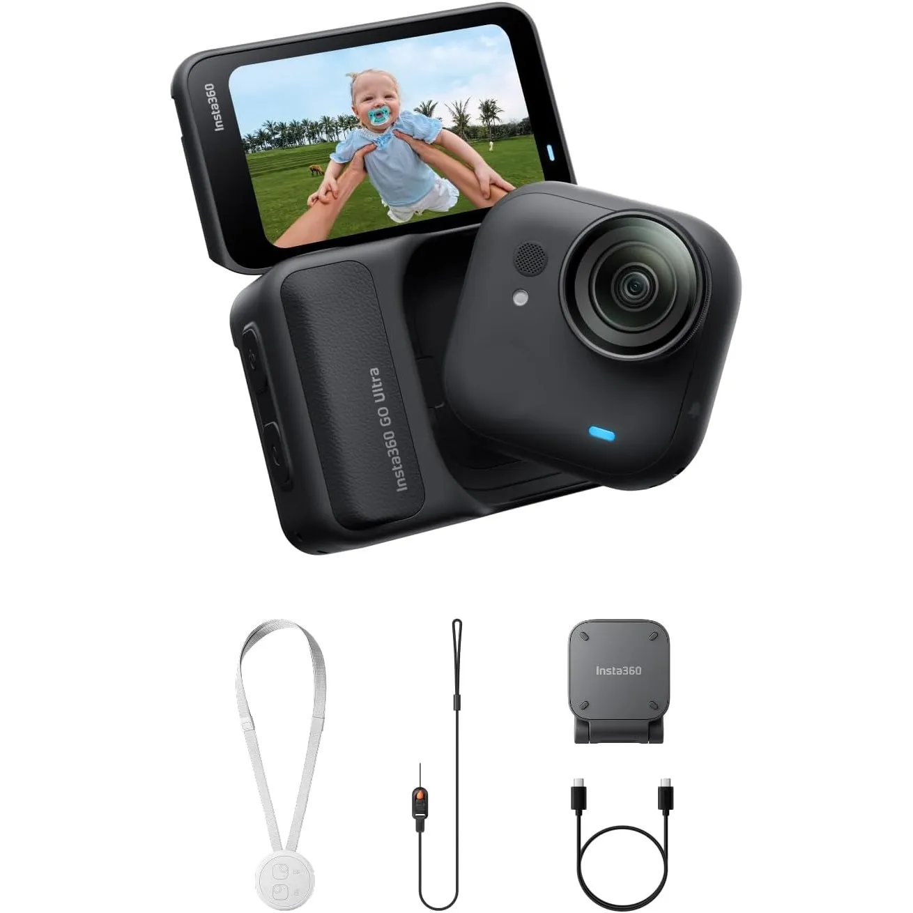 Insta360 GO Ultra Nachtschwarz-Kleine 4K Vlogging-Kamera, Freihändig, POV-Kamera, 1/1,28"-Sensor, 53g leichte Unterwass…