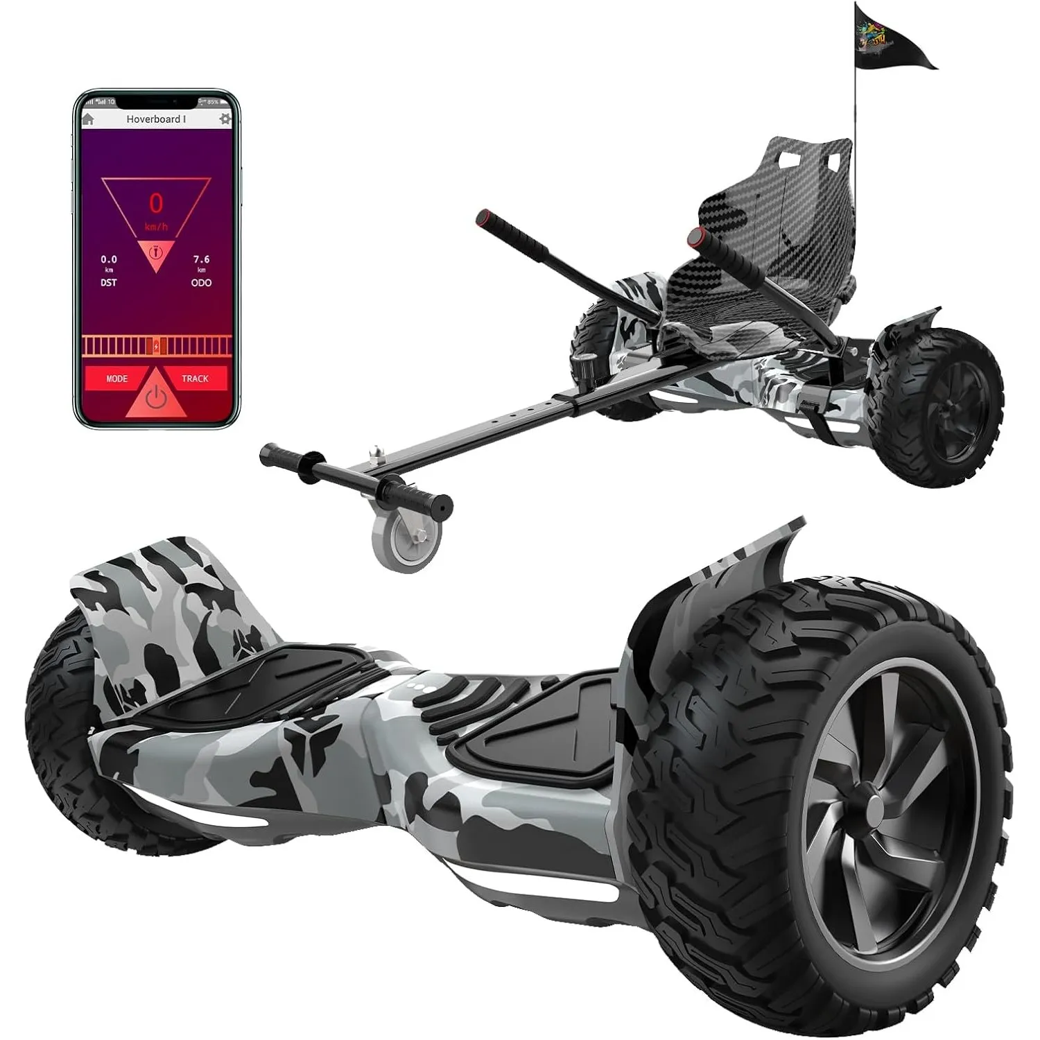 RCB Hoverboards SUV mit Sitz Hoverboards Off-Road, App-fähige Bluetooth, 8,5 '' Hummer + Hoverkart Go Kart für Self Bal…