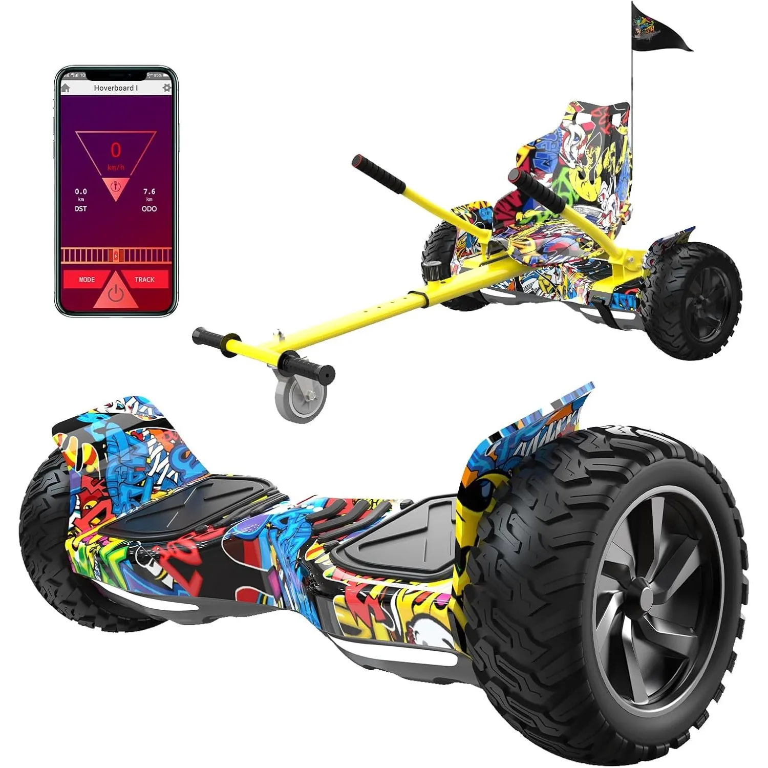 RCB Hoverboards SUV mit Sitz Hoverboards Off-Road, App-fähige Bluetooth, 8,5 '' Hummer + Hoverkart Go Kart für Self Bal…