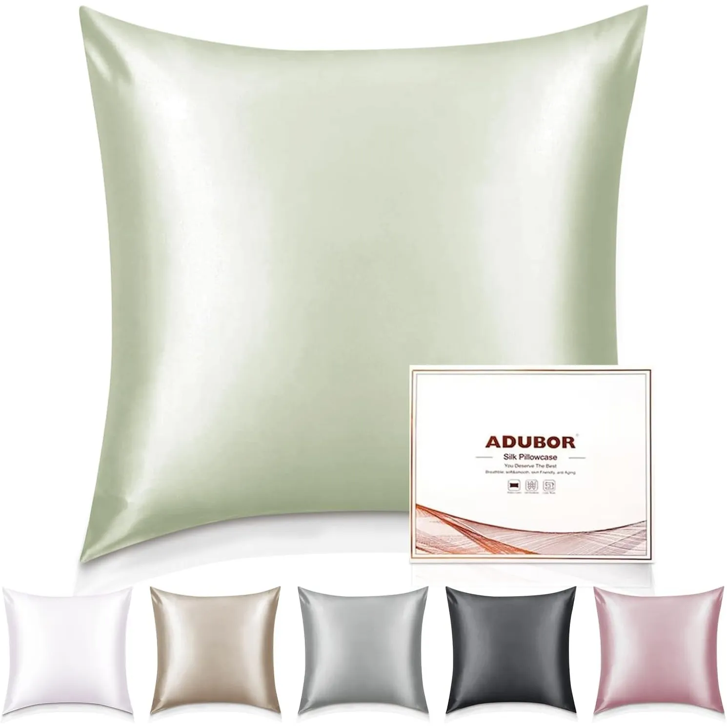 Adubor 100% Seidenkissenbezug 80x80cm für Haar und Haut, mit verstecktem Reißverschluss, beide Seiten, 23 Momme Seide, …