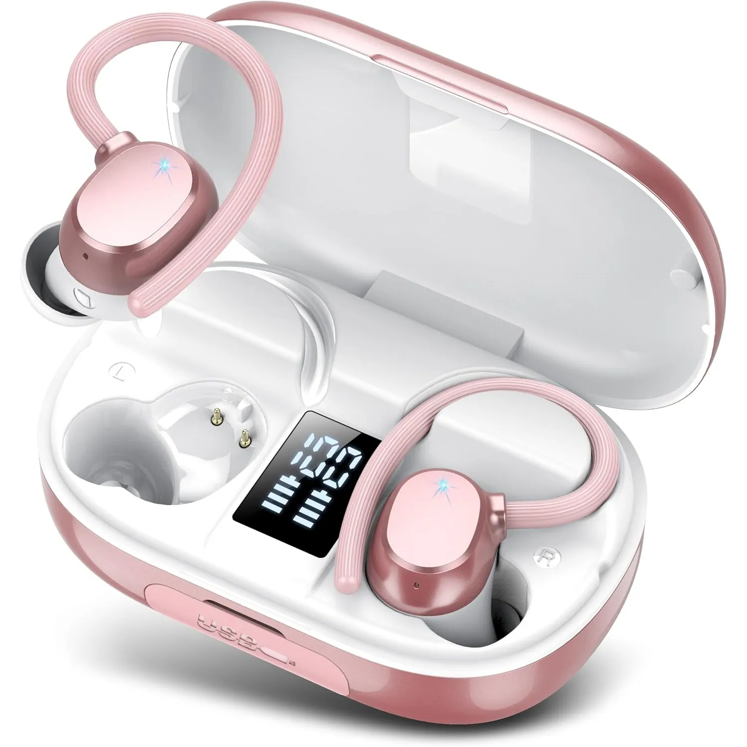 Bluetooth Kopfhörer Sport, Kopfhörer Kabellos Bluetooth 5.3 In Ear Kopfhörer mit 4 ENC Noise Cancelling Mic, 128Std, LE…
