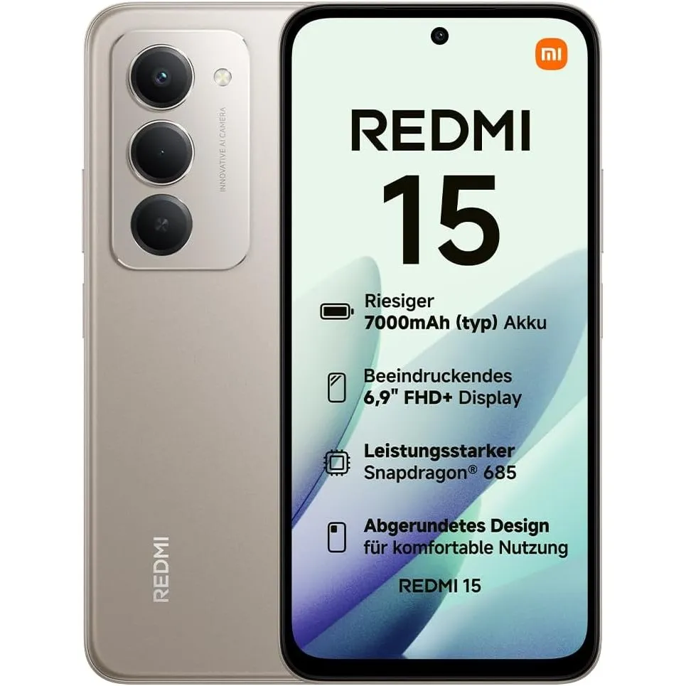 XIAOMI Redmi 15, Smartphone 6+128GB, Handy mit Android, 6,9" FHD+ 144Hz DotDisplay, Snapdragon 685, 50MP KI-Dualkamera,…