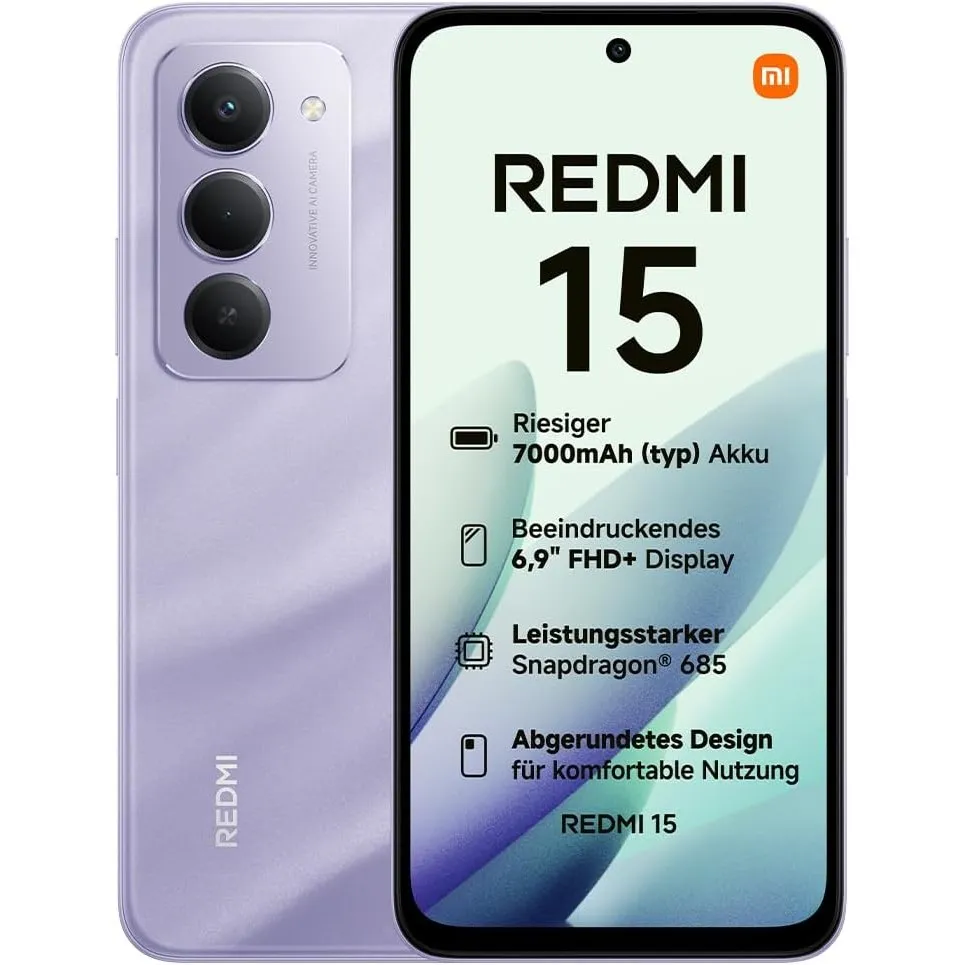 XIAOMI Redmi 15, Smartphone 8+256GB, Handy mit Android, 6,9" FHD+ 144Hz DotDisplay, Snapdragon 685, 50MP KI-Dualkamera,…
