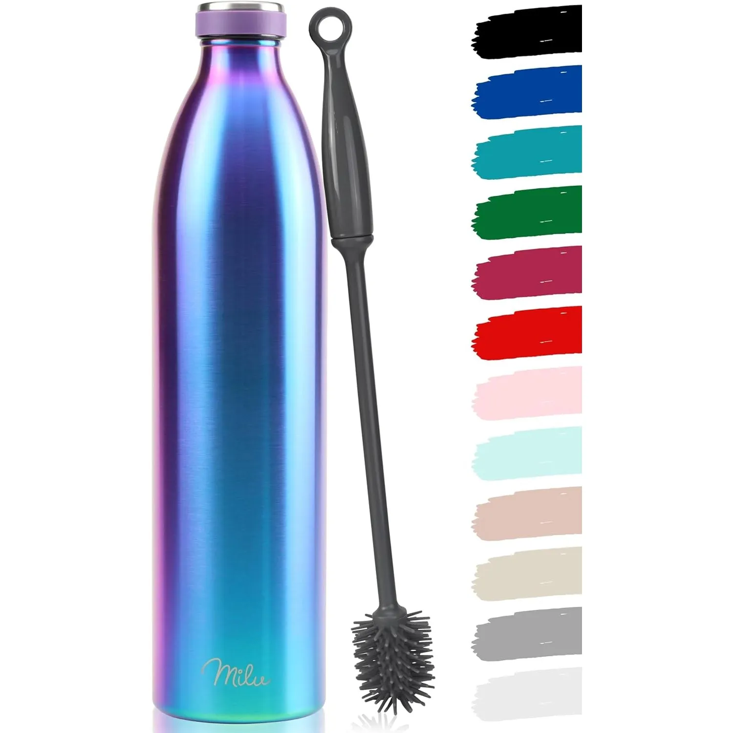 Milu Edelstahl Trinkflasche 350ml, 500ml, 750ml, 1L, 1,5L – Thermosflasche für Kinder Erwachsene auslaufsicher Isolierf…