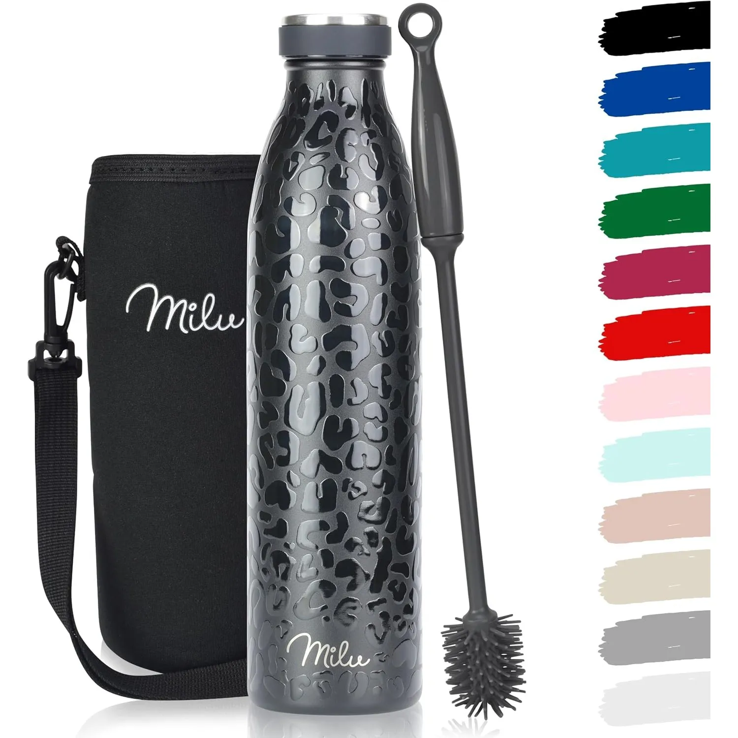 Milu Edelstahl Trinkflasche 350ml, 500ml, 750ml, 1L, 1,5L – Thermosflasche für Kinder Erwachsene auslaufsicher Isolierf…