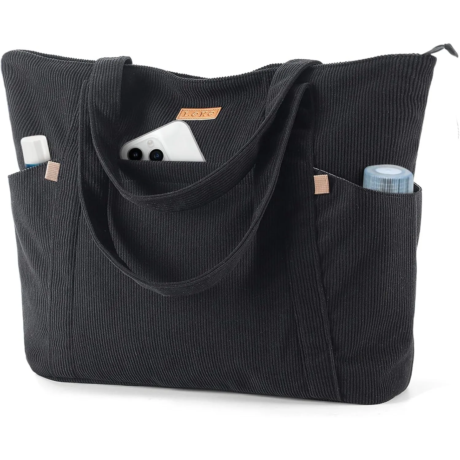 Cord Tasche Damen, Groß Tote Bag Strandtasche mit Reißverschluss