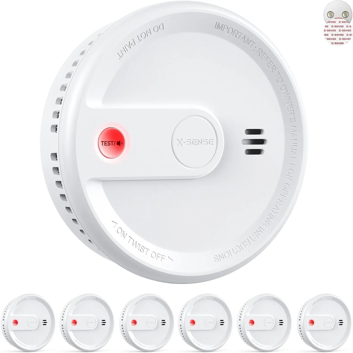 X-Sense Rauchmelder mit 10-Jahres-Batterie, Magnethalterung, XS0G-SN, 6 Set