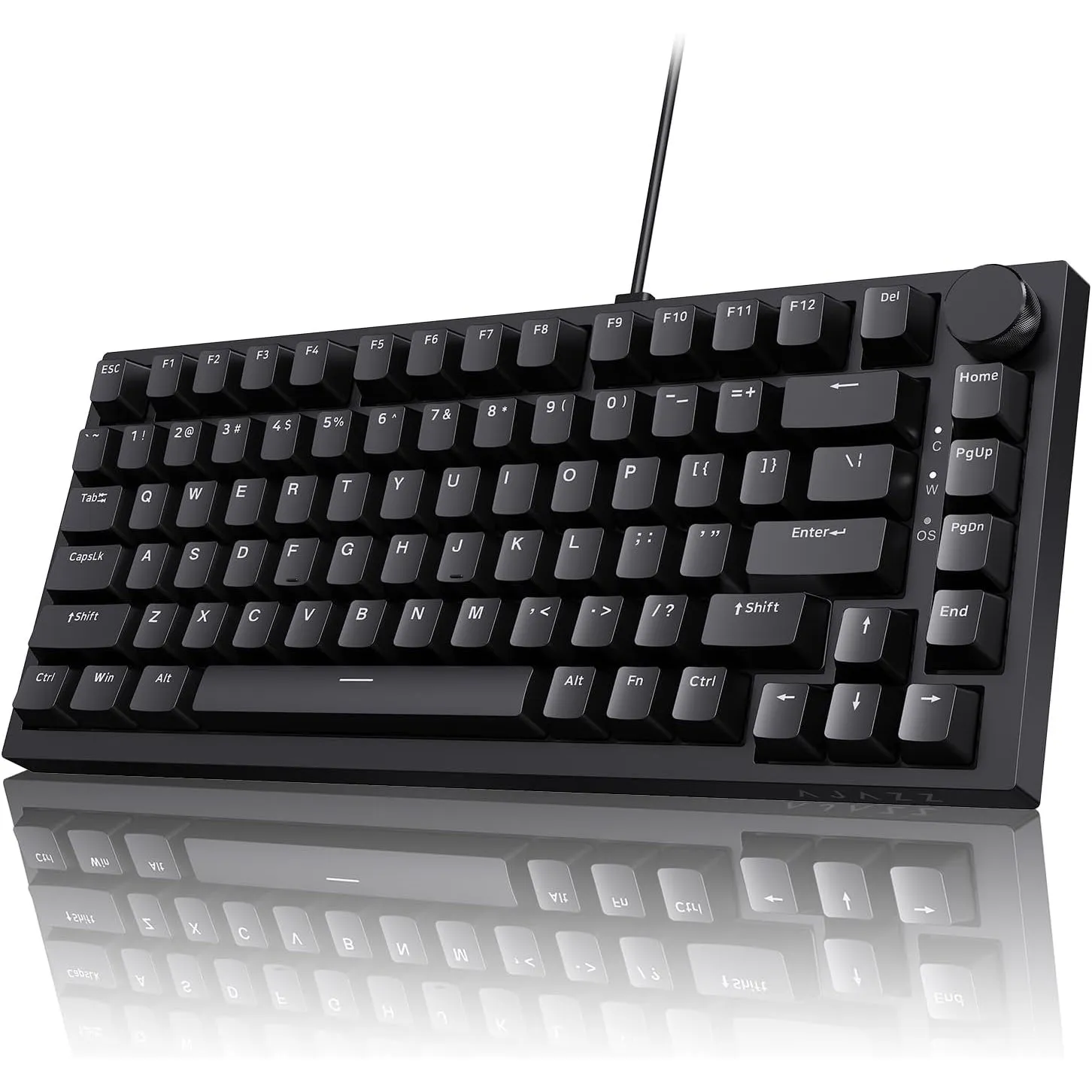 AJAZZ AK820 Wired Mechanical Keyboard, 75% QWERTY Layout 82-Key Hot-Swappable Gaming Keyboard with Volume Control Knob,…