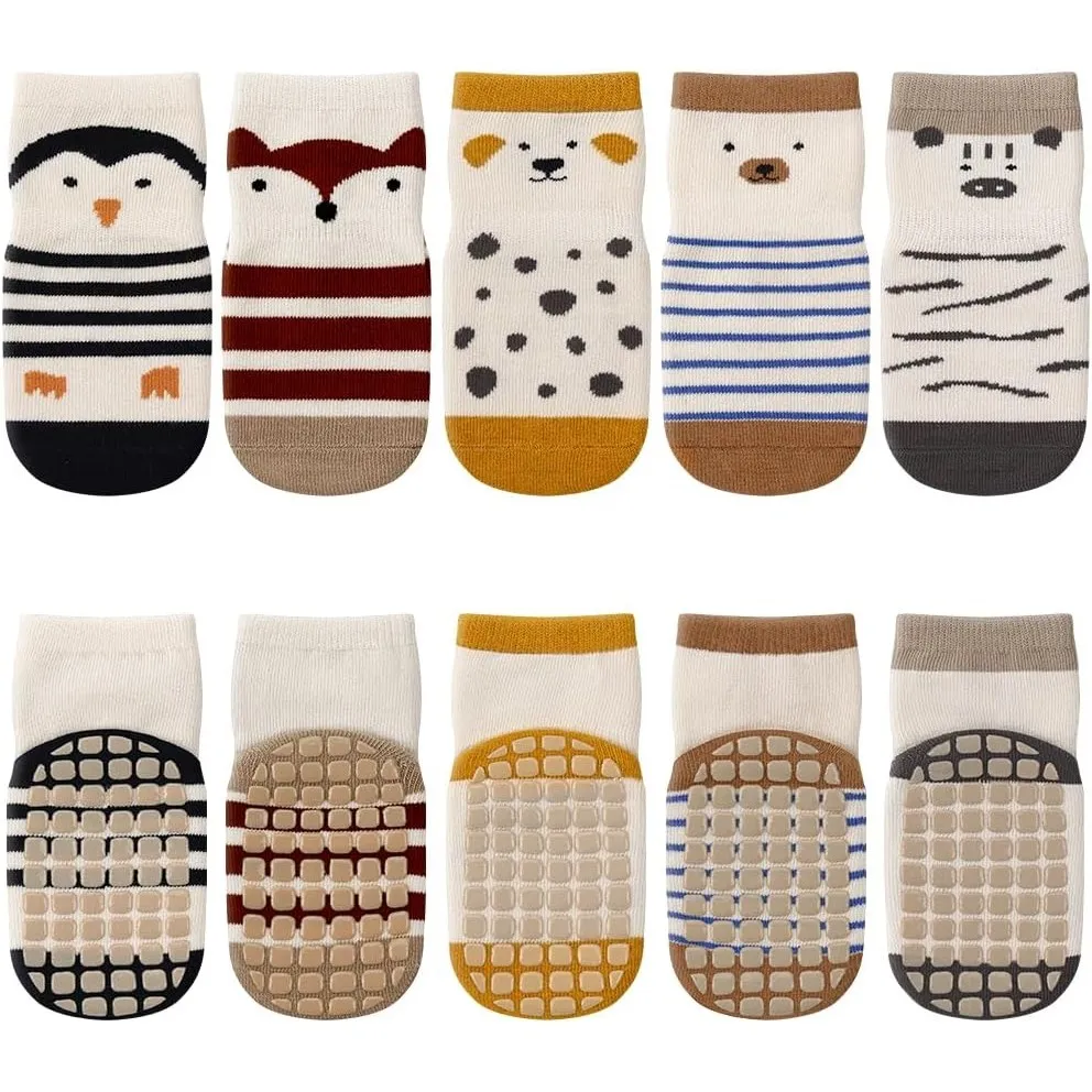 Kyopp 5/10 Paar Socken Baby Kleinkinder ABS rutschfeste Socks Stoppersocken