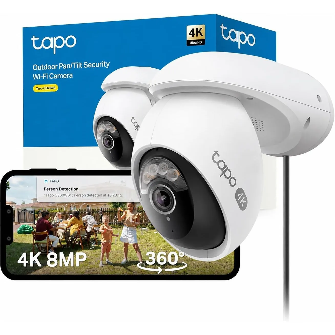 Tapo C560WS 4K 360° WLAN-Überwachungskamera für außen, Wi-Fi 6 Dual-Band, Farbnachtsicht, kostenfreie KI-Erkennung, Sma…