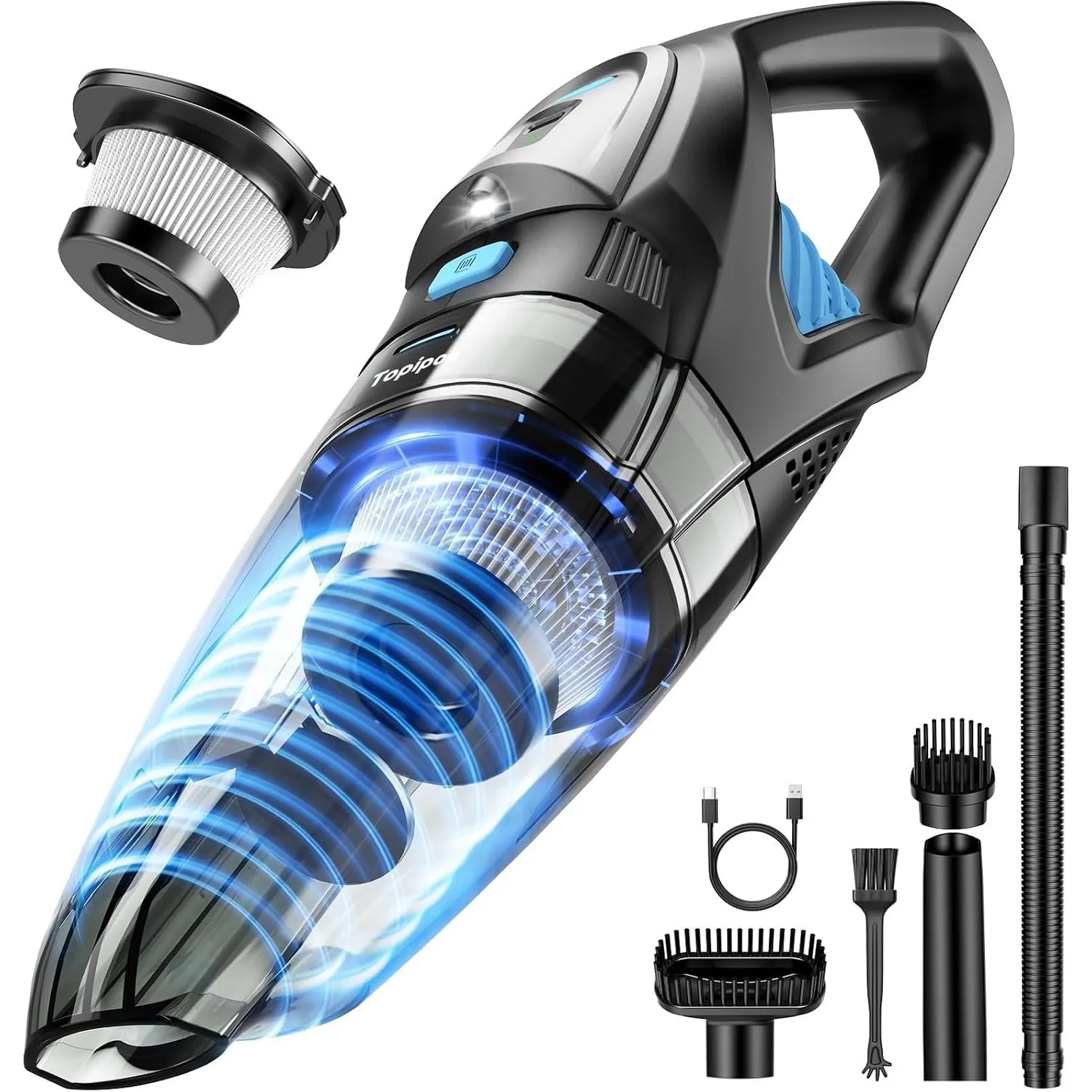 Topipop Handstaubsauger Akku Kabelloser Handheld Vacuum Cleaner
