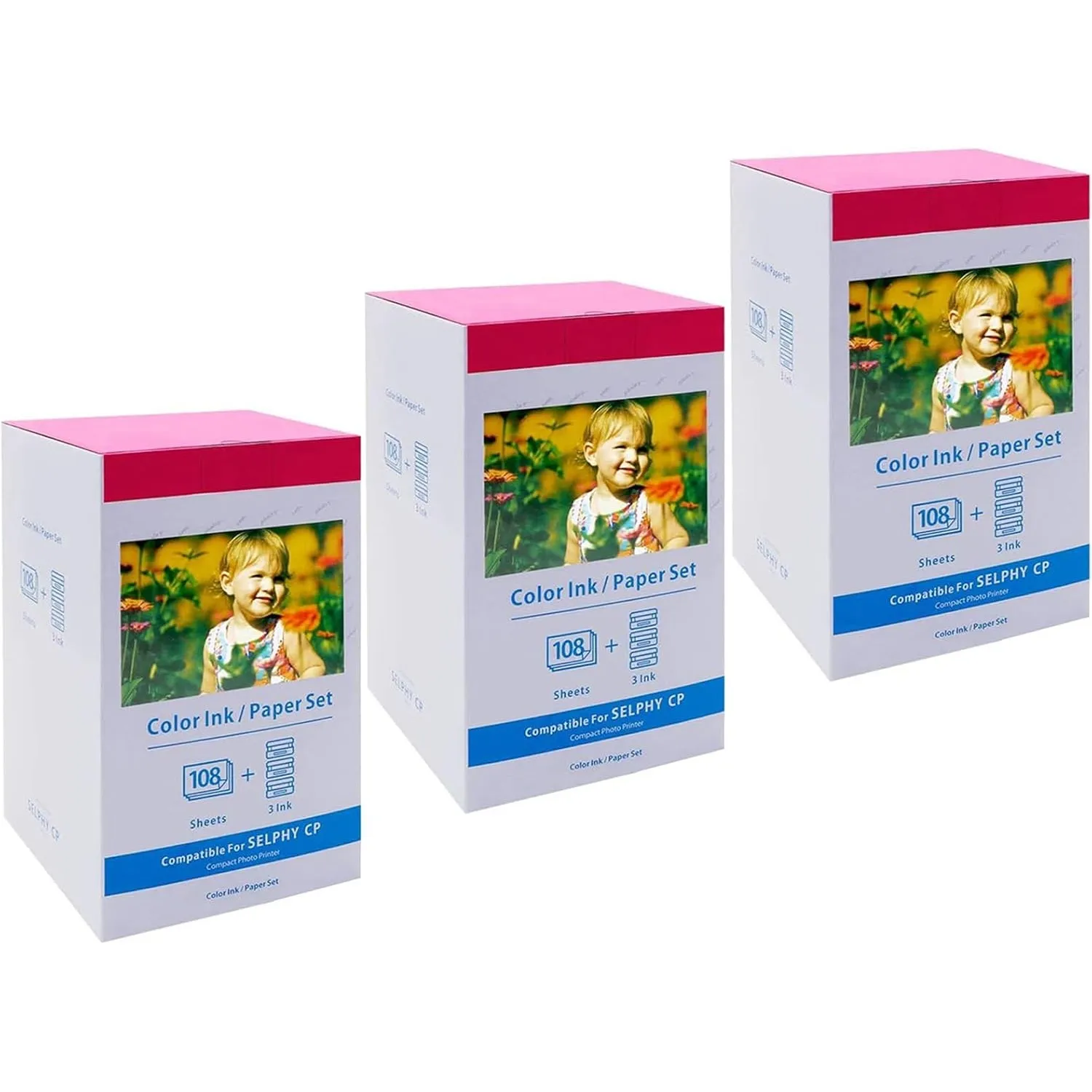 3 Pack KP-108IN Kompatibel mit Canon Selphy CP1500 Fotopapier und Kartusche