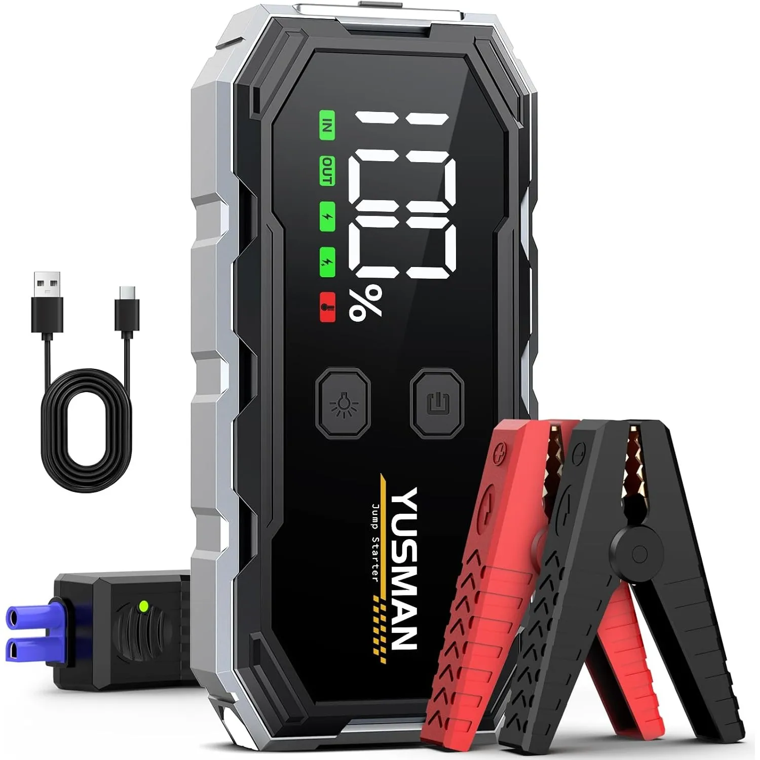 YUSMAN Starthilfe Powerbank für PKW | 6000A 12V Autobatterie Booster für 8L Benzin oder 6L Diesel mit LCD-Display & 4 L…