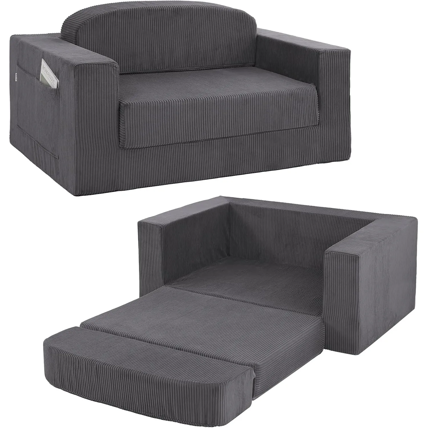 MeMoreCool Schlafsofa Cord 2-Sitzer Faltbares Bodensofa mit Schlaffunktion